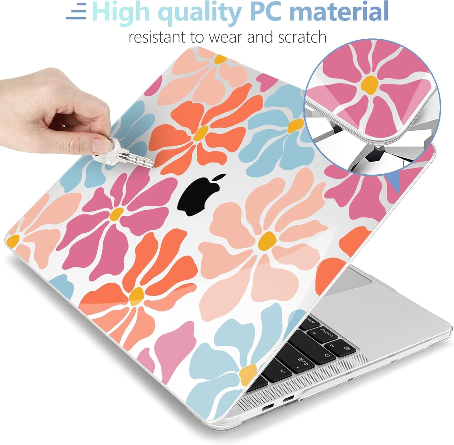 MEEgoodo Case for MacBook Pro 13 inch Case 2022 2021 2020 A2338 M2/M1 A2251 A2289,Laptop Hard Shell with Keyboard & Camera Cover Compatible with 13 inch MacBook Pro,Minimalist Style Floral
