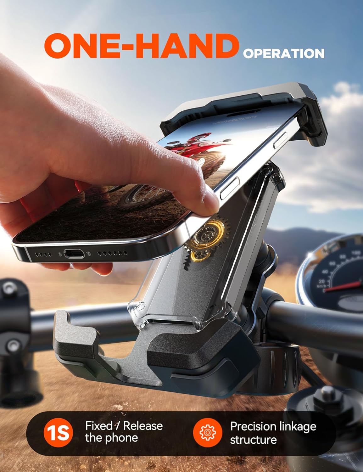 JOYROOM Bike Phone Holder Mount, [Dual Anti Vibration] [2025 Upgrade Reinforcement] Cell Phone Holder for Bike, Bicycle Scooter Accessories, Motorcycle Handlebar Phone Mount for iPhone 16