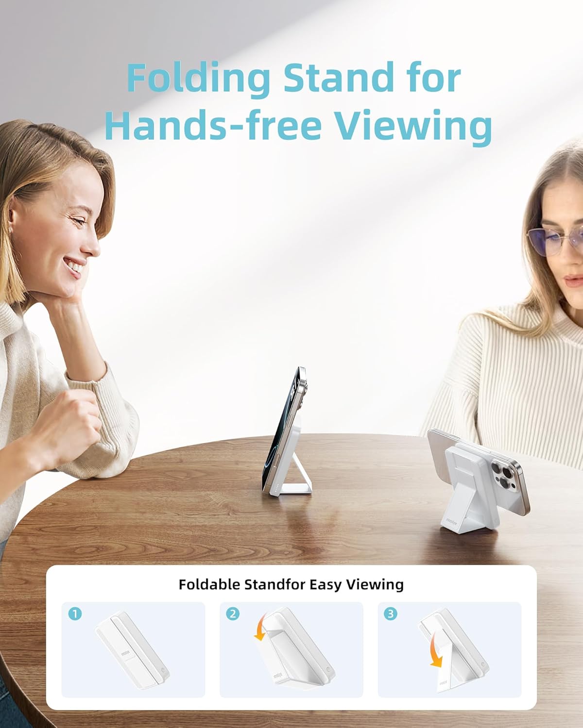 Magnetic 3-in-1 Portable Charger: 10000mAh Wireless Power Bank with 20W USB-C Fast Charging, Foldable Stand, Compatible with iPhone 16/15/14/13/12, AirPods & Samsung Galaxy