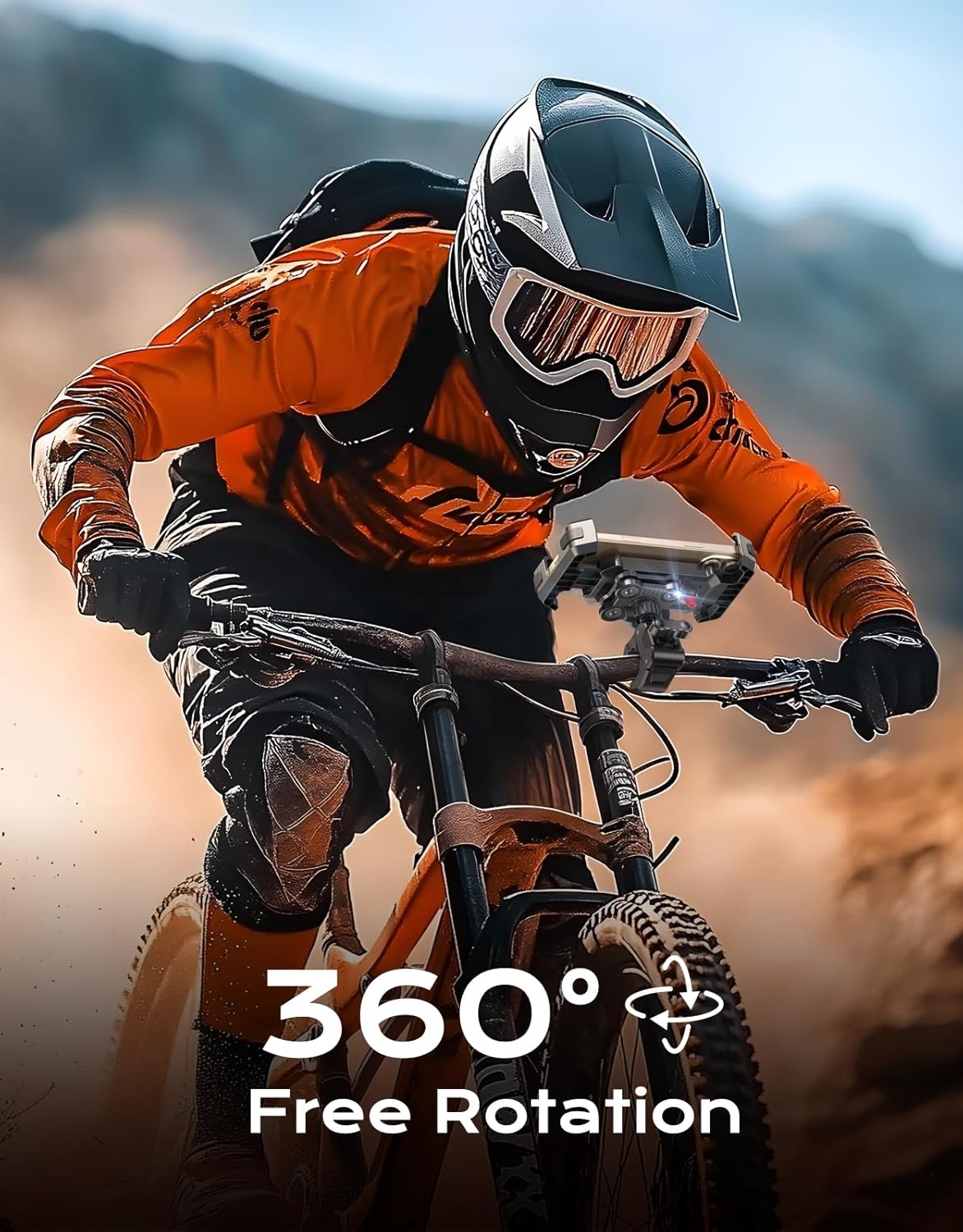 Bike Phone Holder [Upgrade Vibration Dampened], Super Stable Motorcycle Phone Mount, 360° Rotation & Quick Lock Phone Holder for Bike Compatible with iPhone 16/15/14, Galaxy, 4.7-6.8” Phones