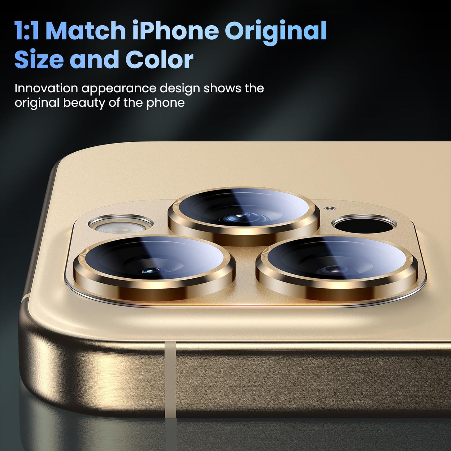 Uyiton Compatible with iPhone 16 Pro/iPhone 16 Pro Max Camera Lens Protector - [Not Easy to Break][Strong Adsorption][Case-Friendly] Metal Tempered Glass Rear Camera Screen Cover - Desert Titanium