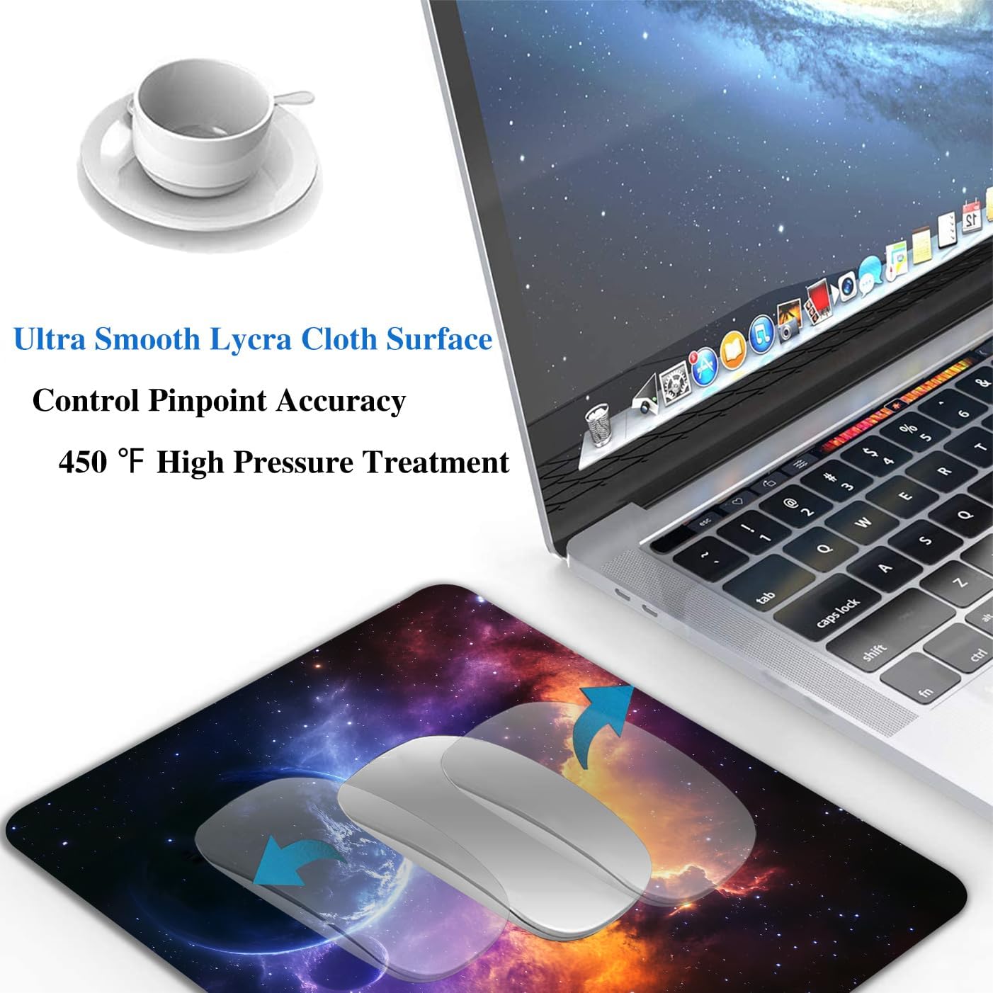 Nebula Galaxy Space Mouse Pads for Desk, Portable Wireless Computer Mouse pad Small Design with Women, Non-Slip Rubber Base Laptop Mousepad 9.5" x 7.9" Smooth Surface for Office & Travel