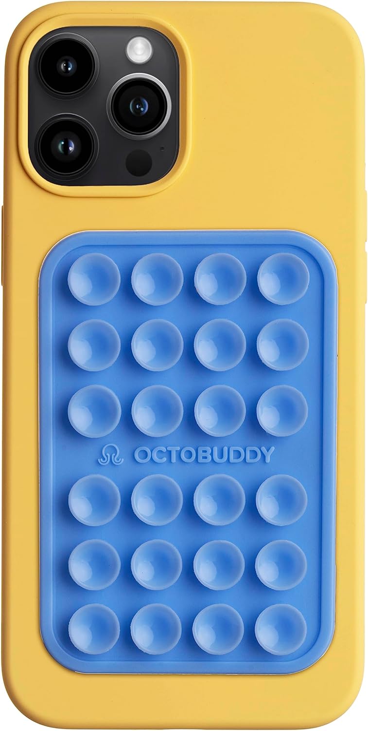 Classic MAX - Silicone Suction Phone Case Adhesive Mount - Hands-Free, Strong Grip Holder for Selfies and Videos - iPhone and Android Compatible - 2.6″ x 3.9″, Baby Blue Jay