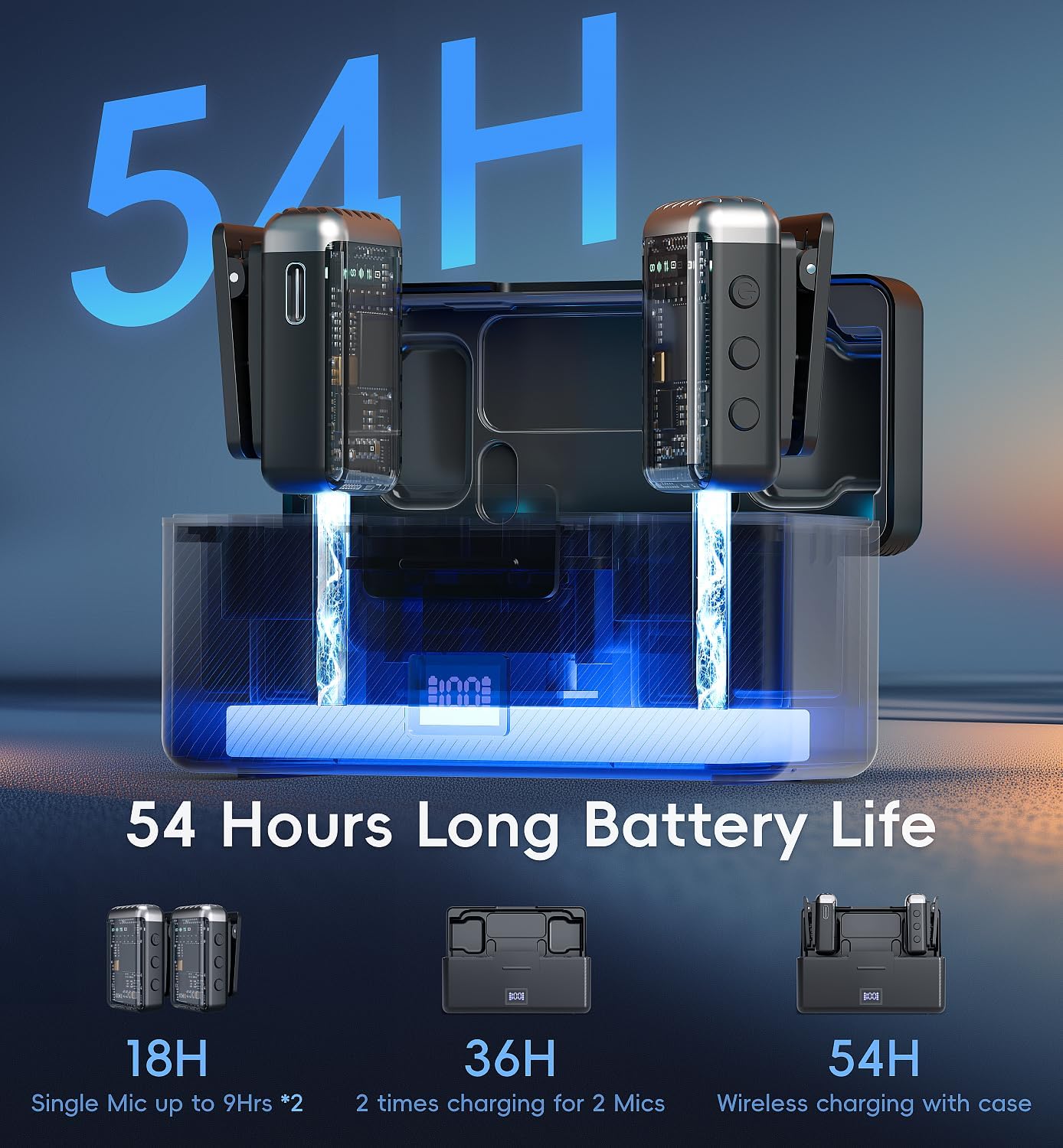 Microphone for iPhone with Charging Case Mini Microphone Wireless Lavalier USB C Lapel Mic Clip on Mic for iPhone, iPad, Android for Video Recording, Vlog, YouTube, TikTok