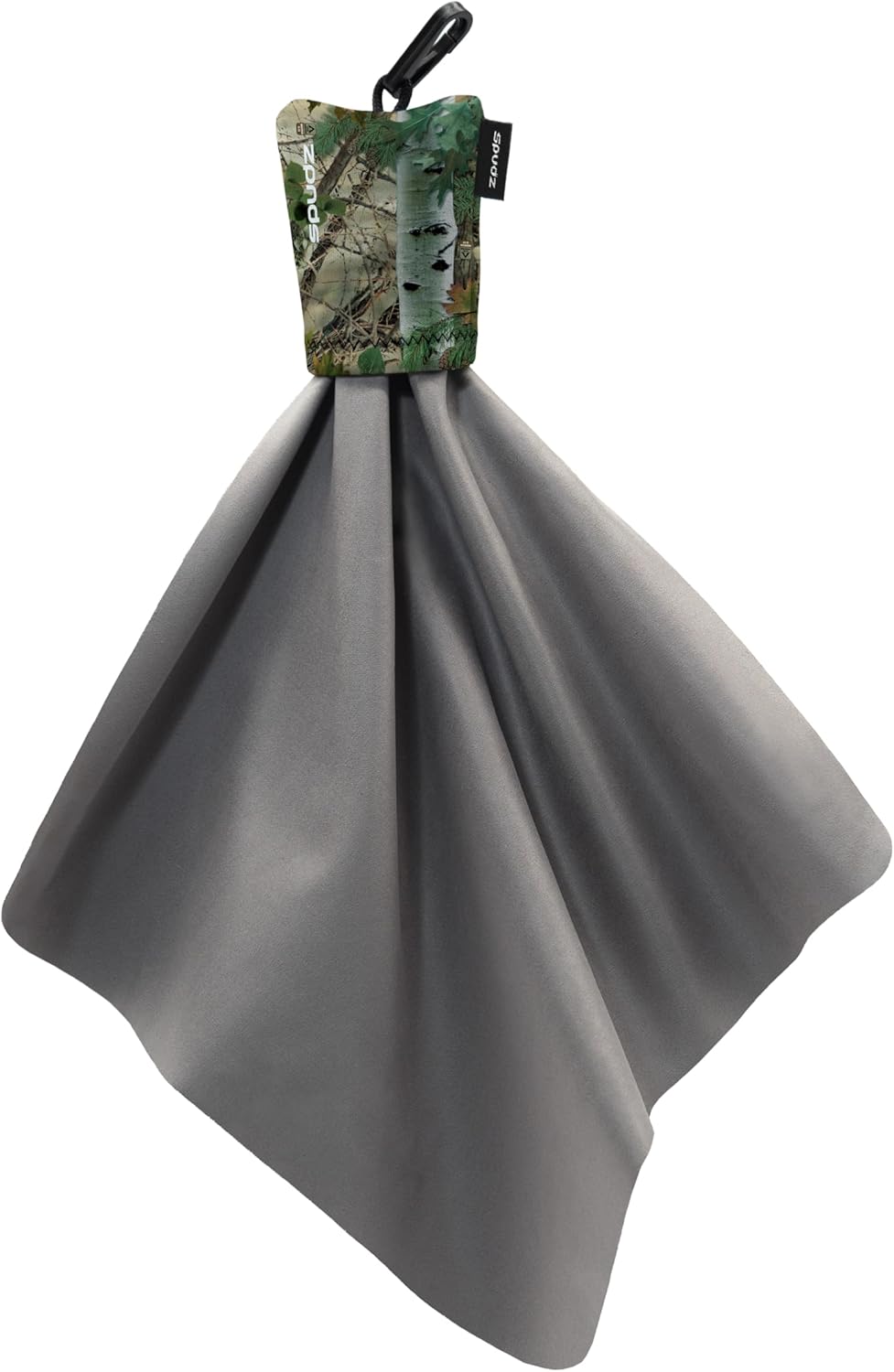 SPUDZ Classic Microfiber Lens Cleaner – Clip-On Pouch, Washable – for Binoculars, Scopes, Glasses, Screens | Alpine Mountain Camo, 10 x 10 Inch