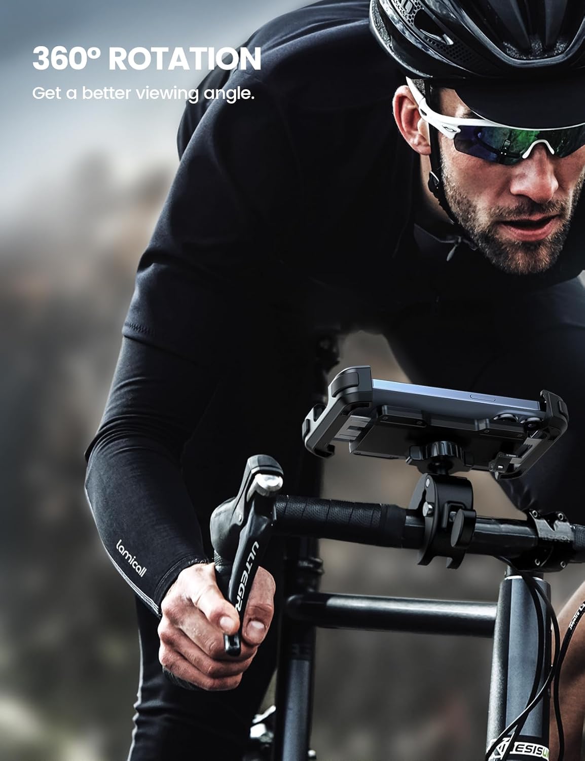 Lamicall Motorcycle Phone Mount, Bike Phone Holder - [Metal Lock] Upgrade Quick Install Handlebar Clip for Bicycle Scooter, Cell Phone Clamp for iPhone 16 15 14 Pro Max, Galaxy, 4.7-6.8" Phones