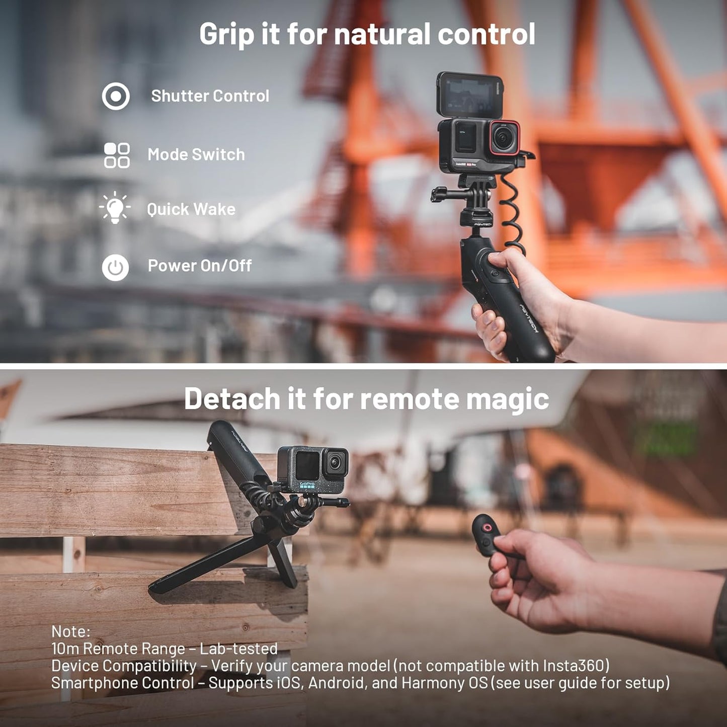 PGYTECH CapLock MantisPod Power for Gopro, Charging Handle Grip Mount with Remote Control, 5000mAh Battery Power Selfie Stick, Vlog Attachment Tripod Monopod Bank for Gopro 13/12/11/10, Phone