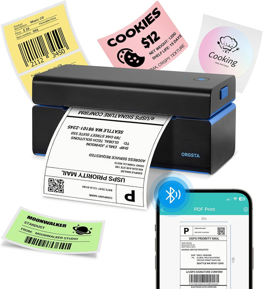 ORGSTA Bluetooth Thermal Shipping Label Printer T001-Plus Wireless 4x6 Shipping Label Printer for Small Business Support Android iPhone & Windows Widely Used for Amazon, Ebay, Shopify, Etsy, USPS