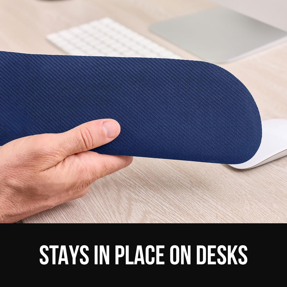 GORILLA GRIP Silky Gel Memory Foam Keyboard Wrist Rest and Mouse Pad for Computer, Ergonomic Design Typing Support, Desk Office Supplies, Hand & Arm Mousepad Cushion and Coaster 4 Piece Set Navy Blue