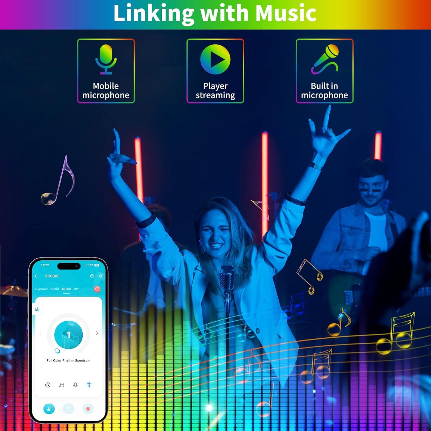 PAUTIX 12-in-1 Bluetooth LED Music Controller Addressable SP630E,Full Color Controller iOS/Andriod App Control Support Almost All LED Strip Lights CCT/RGB/RGBW/WW/RGBCCT,Matrix Panel(Without Battery)