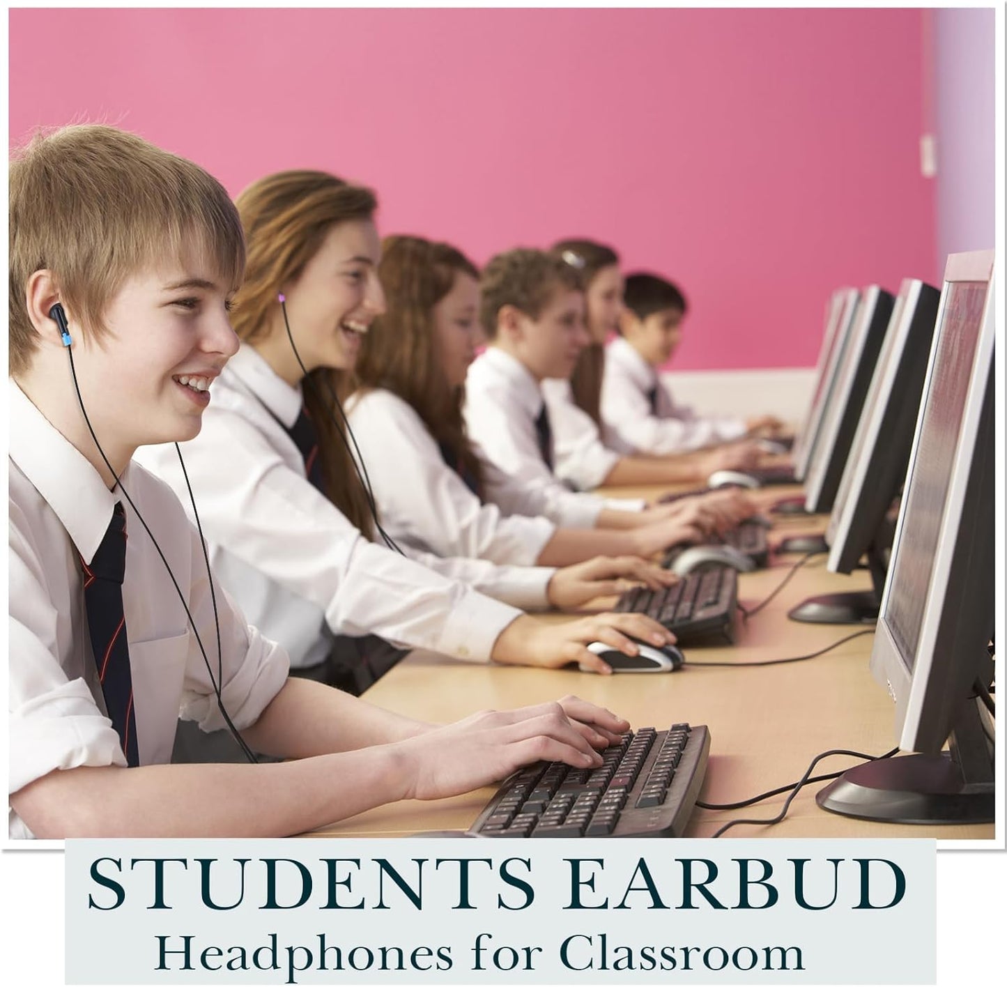 Kanayu 100 Pack Wired Earbuds Bulk for Classroom Ear Headphones Wired Basic Student Earbuds No Microphone with 3.5mm Jack for Kids Class Laptop School Library, Individually Bagged(Colorful)