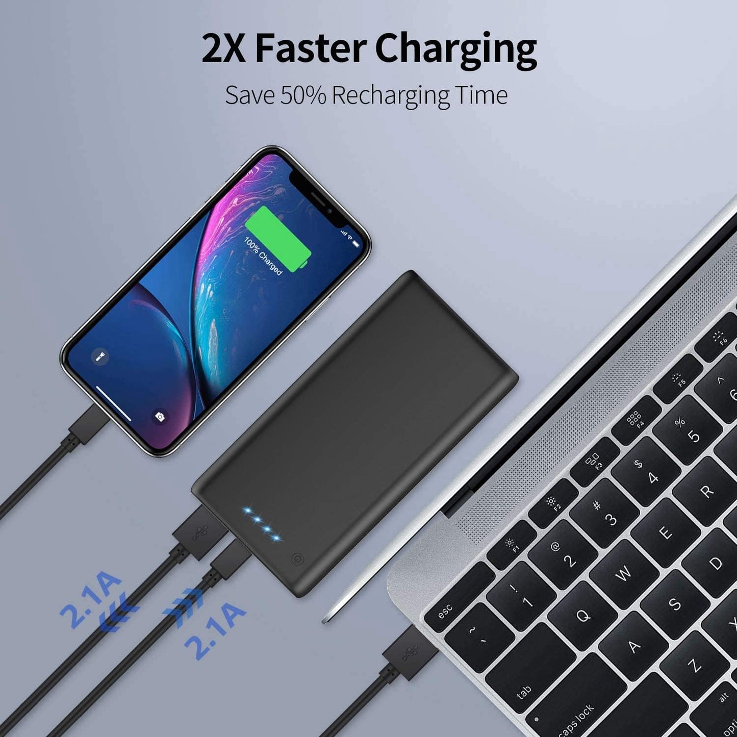 Portable Charger Power Bank 26800mah,Ultra-High Capacity Safer External Cell Phone Battery Pack,2 USB Output High Speed Charging Power bank Compatible with iPhone 16/15/14/13/12 Galaxy Android LG etc