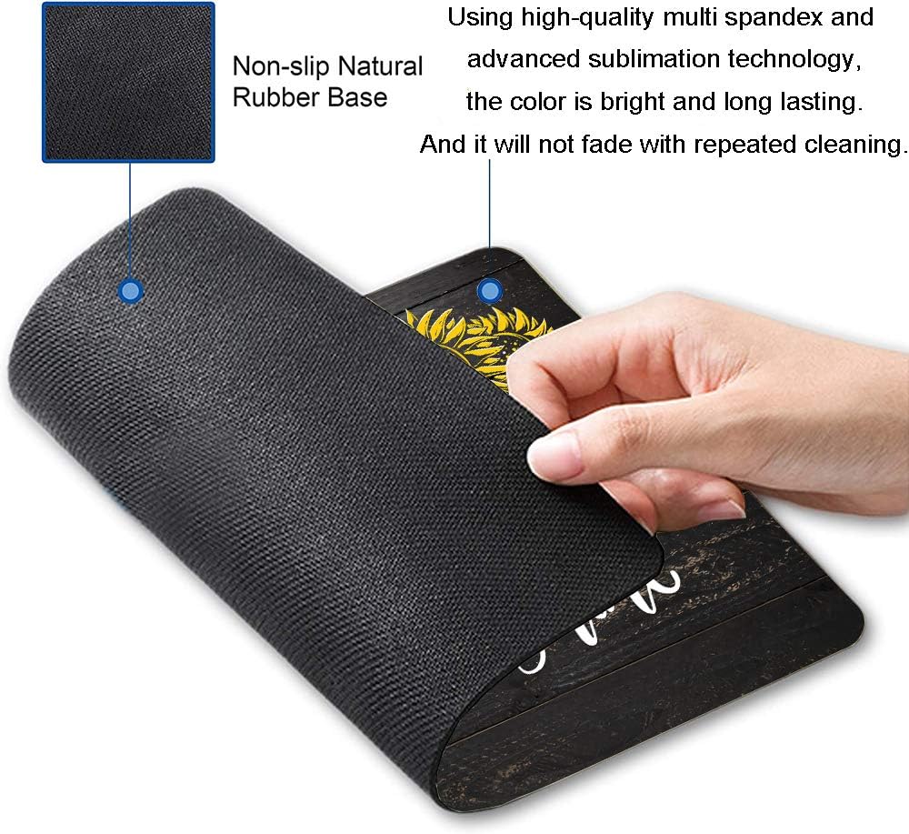 Sunflower 'You Are My Sunshine' Black Wood Gaming Mouse Mat - Square Waterproof Non-Slip Rubber Base Office Laptop Mouse Pad
