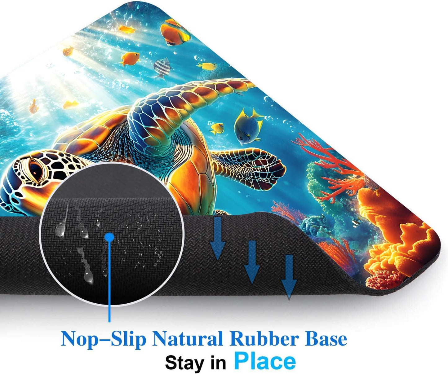 Sea Animal Colorful Turtle Mouse Pads for Desk, Portable Wireless Computer Mouse pad Small Design with Women, Non-Slip Rubber Base Laptop Mousepad 9.5" x 7.9" Smooth Surface for Office & Travel