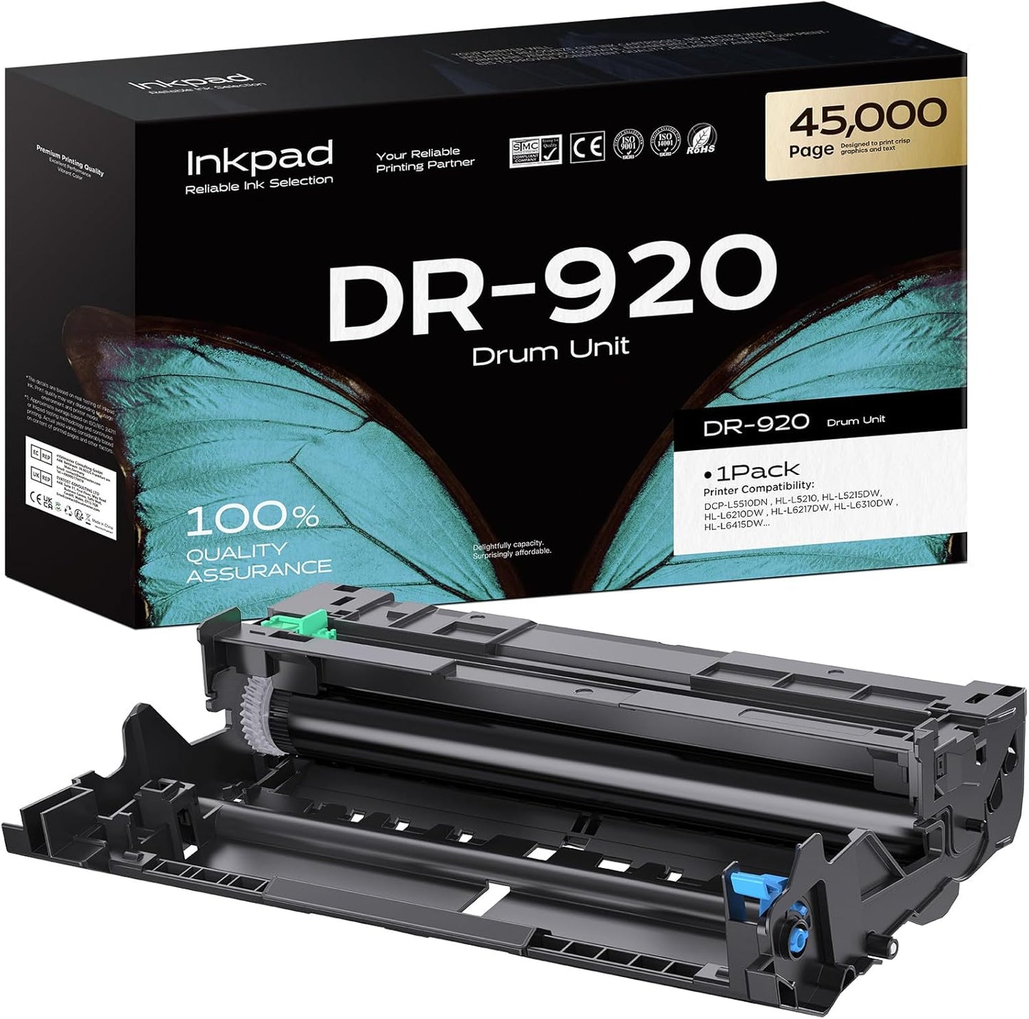 DR920 HL-L6210DW Drum Unit Replacement for Brother DR-920 use with TN920 TN920XL TN920XXL Work for Brother HL-L6210DW MFC-L5915DW HL-L5210DWT HL-L5210DN HL-L5210DW HL-L6310DW Printer
