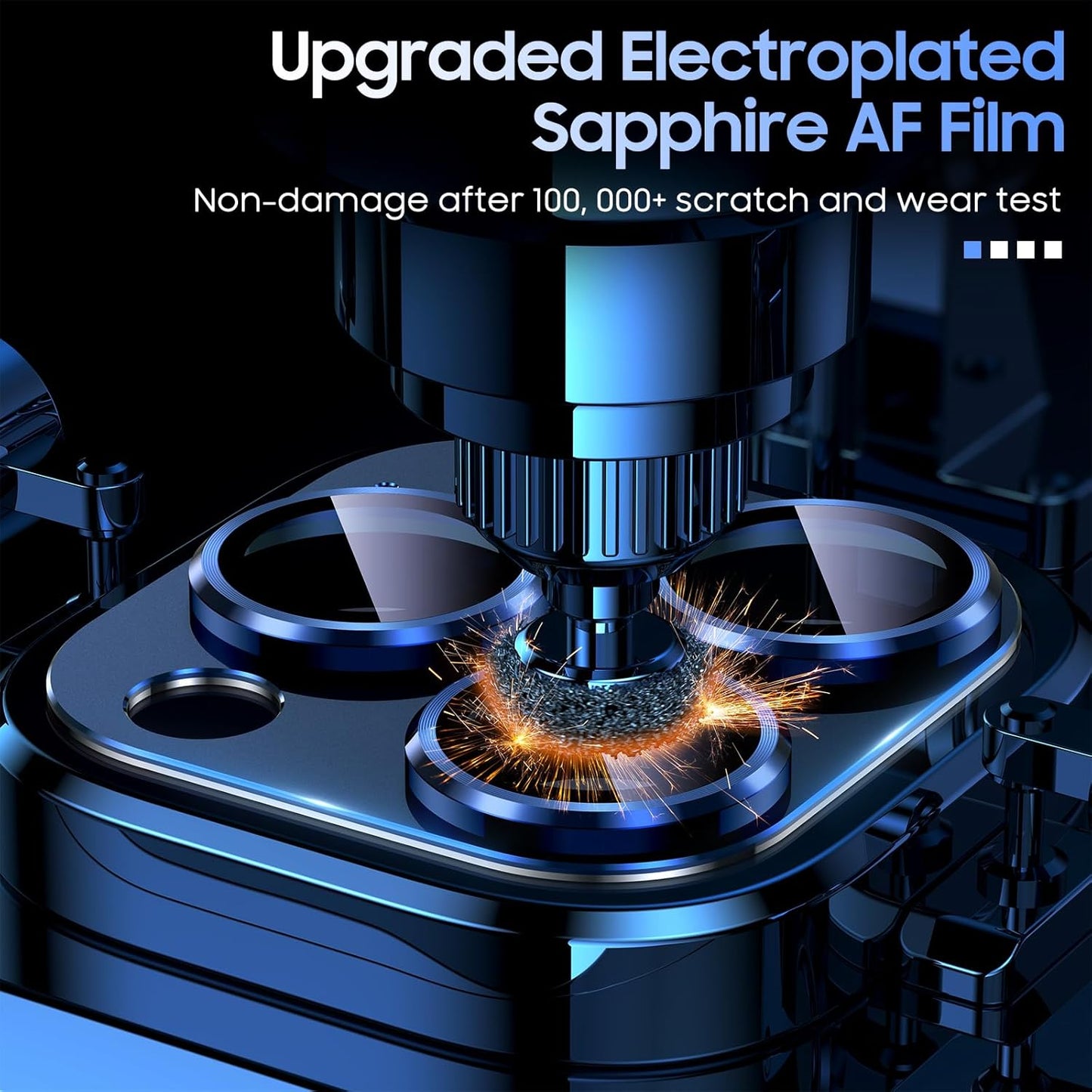 Uyiton Compatible with iPhone 15 Pro/iPhone 15 Pro Max Camera Lens Protector, [Not Easy to Break][Strong Adsorption][Case-Friendly] Metal Tempered Glass Rear Camera Screen Cover - Blue Titanium