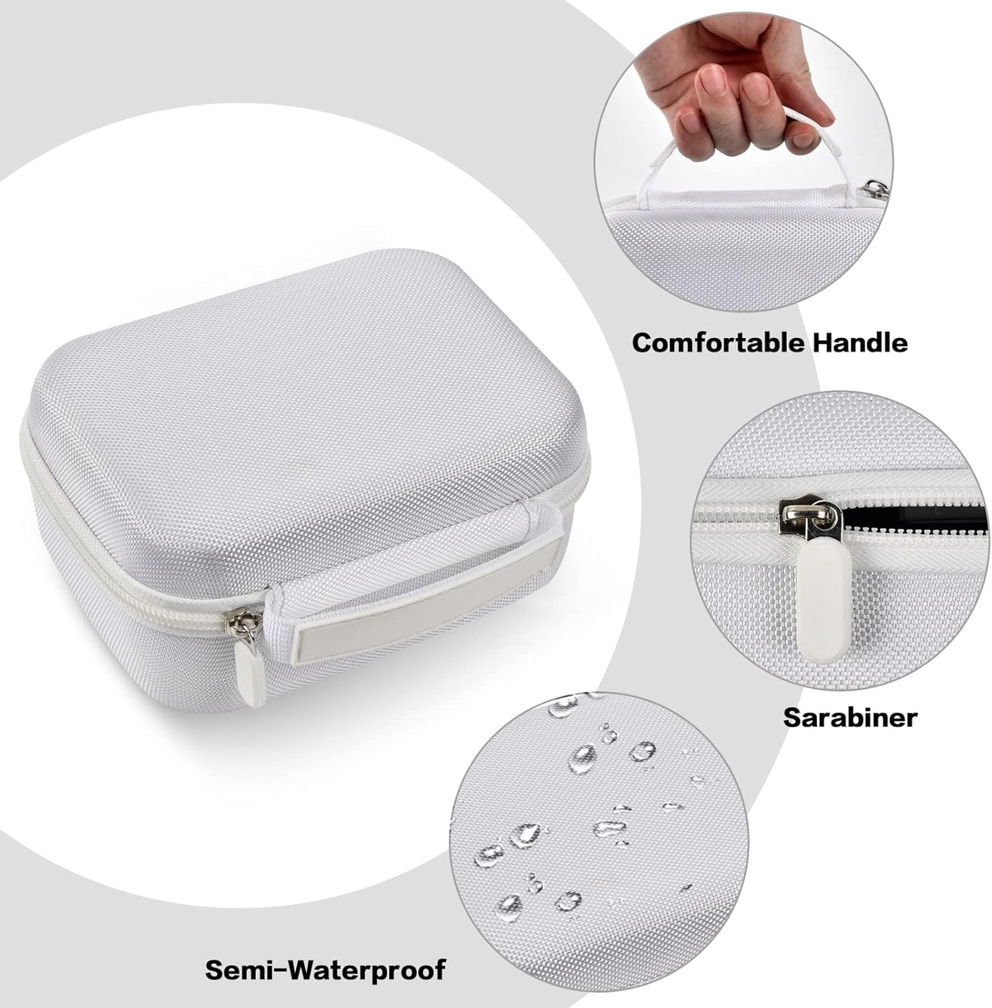 Case Compatible with Phomemo M110 Label Maker - Portable Mini Bluetooth Thermal Label Maker Carrying Storage Bag for Printer Labels, USB Cable and Accessories (Box Only) - White