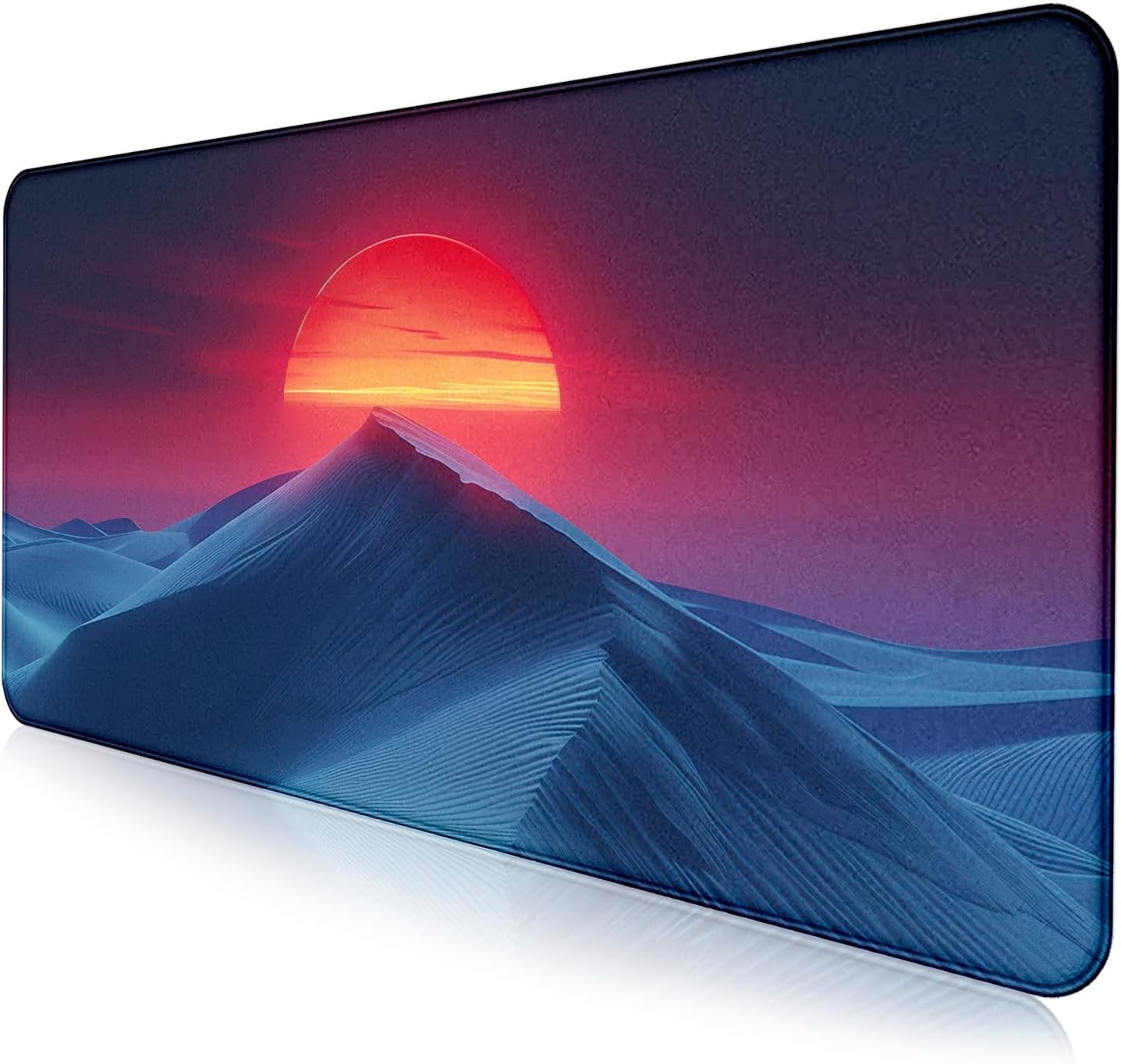 Mountain Peak Beautiful Scenery Game XXL Mouse Pad, Sunset Hill Extended Computer Decorative Table Pad with Stitched Edge Anti Slip Base Mouse Pad 35.4 x 15.7 x 0.12 Inches