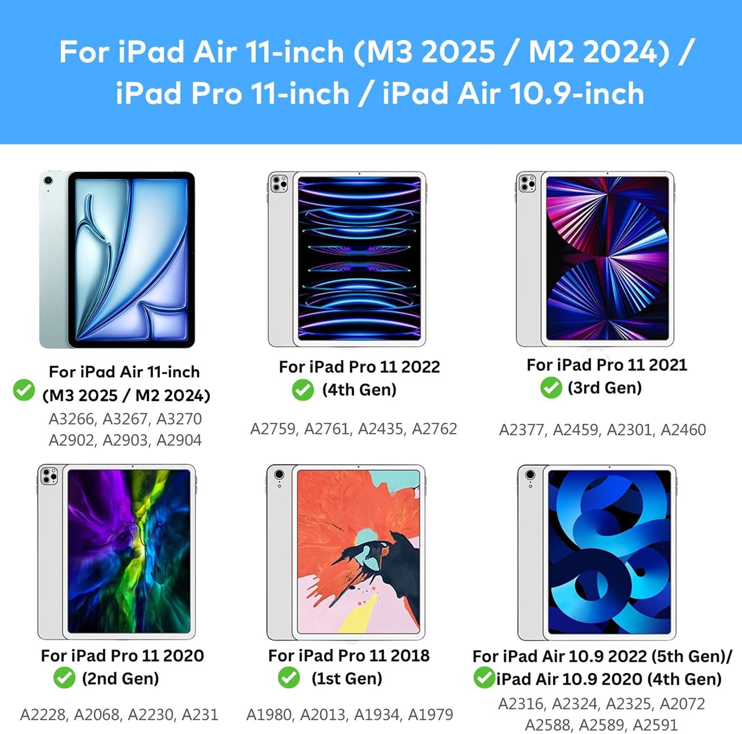 Keyboard Case for iPad Air 11-inch (M3 2025 / M2 2024) & iPad Pro 11 inch(1st/2nd/3rd/4th Generation) – Magic-Style Magnetic Keyboard Case with Multi-Touch Trackpad for 10.9” iPad Air 4th/5th Gen.