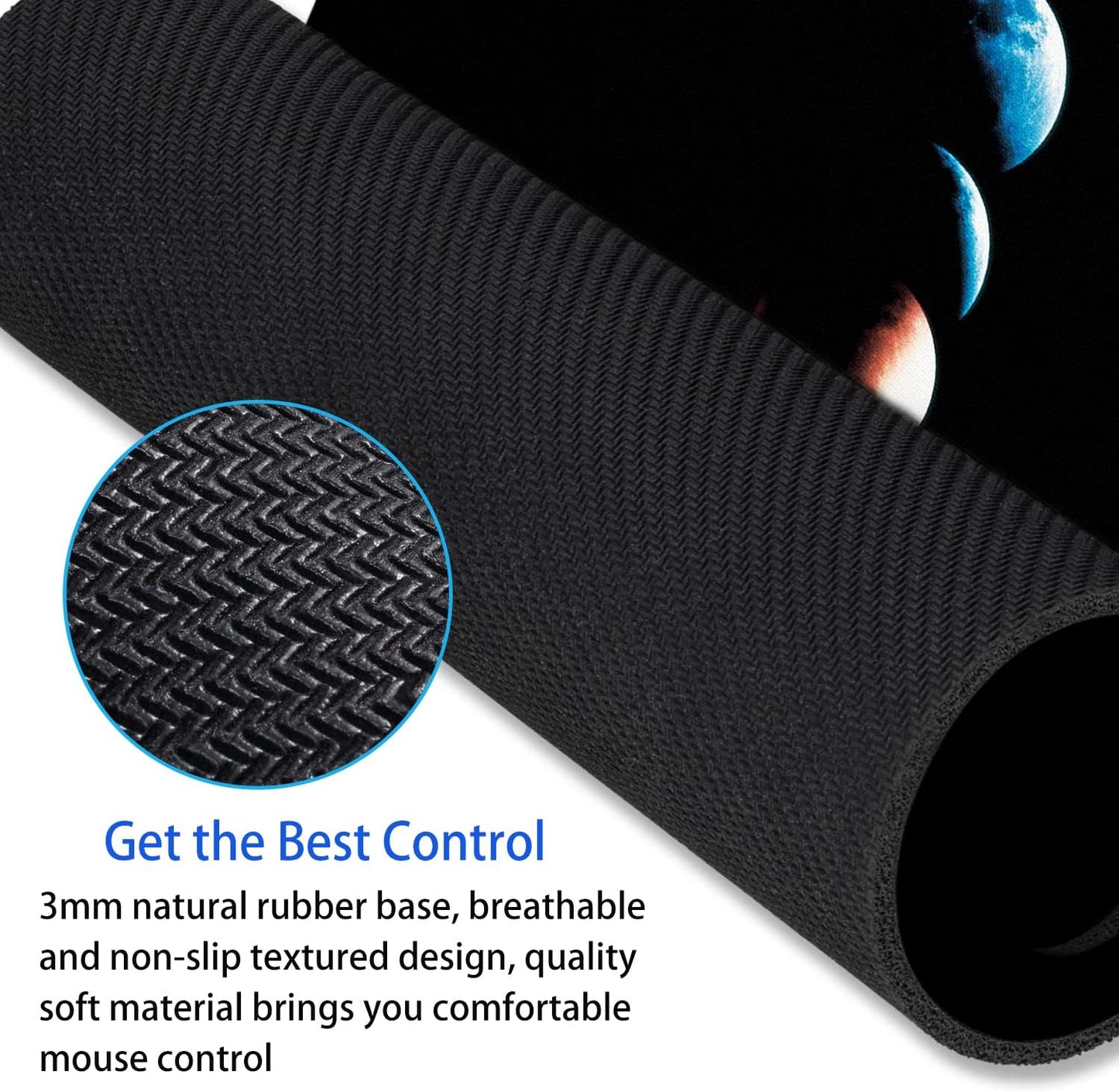 Starry Moon Mouse Pad Personalized Moon Phase Design Computer Laptop Non-Slip Rubber Mousepad 9.5x7.9 Inch