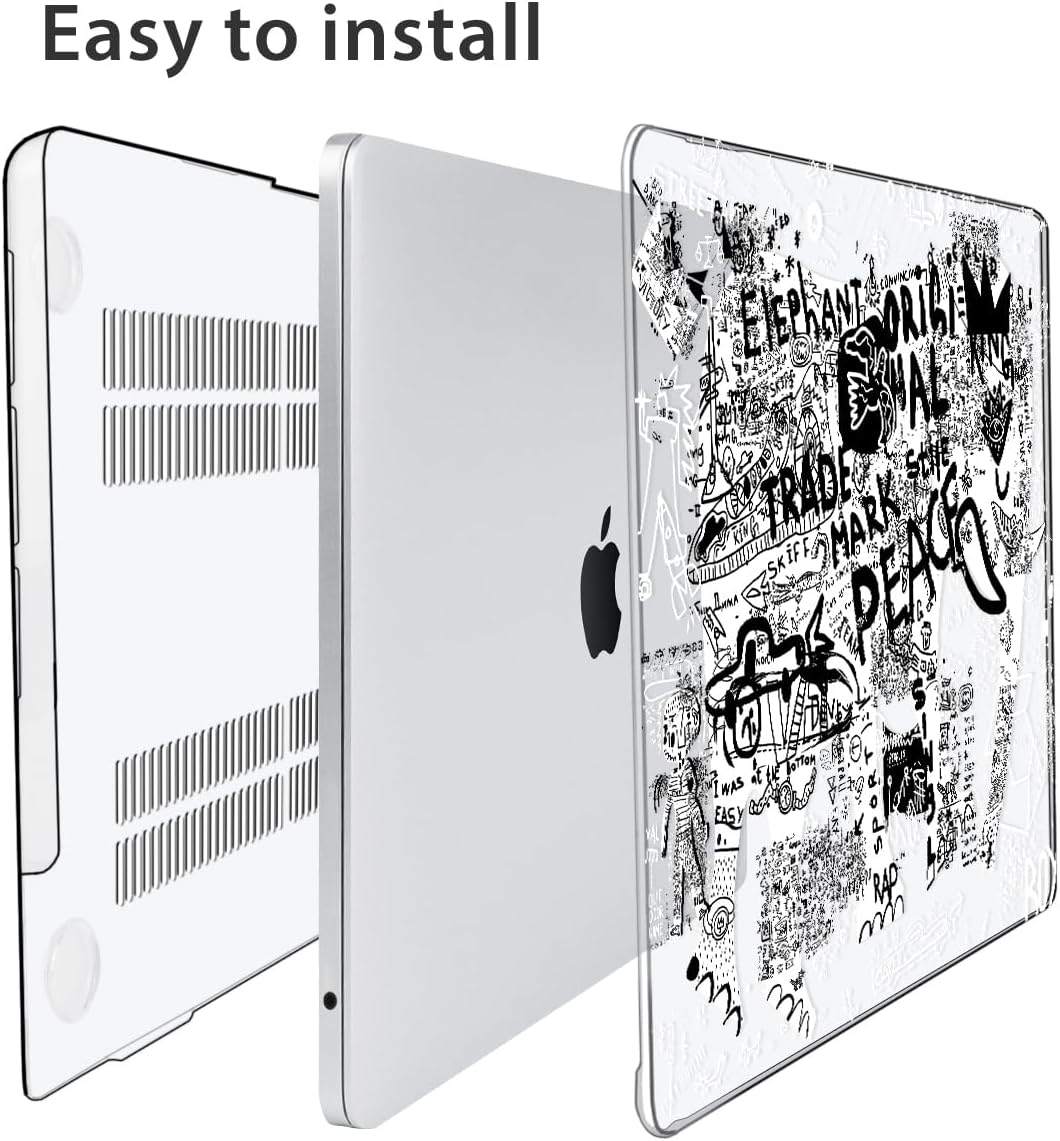 for 2025 2024 2023 2022 MacBook Air 13 inch Case M4 A3240 M3 A3113 M2 A2681 with Touch ID& 13.6" Liquid Retina Display, Plastic Hard Shell&Keyboard Cover&Screen Film&Webcam Cover, Elephant