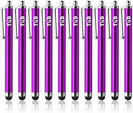 TCD 10 Pack Stylus Pen for Touch Screen, Universal Capacitive Digital Stylus Pen for iPad, iPhone, Tablet, Laptop – Premium Thick Styluses for All Touchscreen Devices with Rubber Tip, Purple