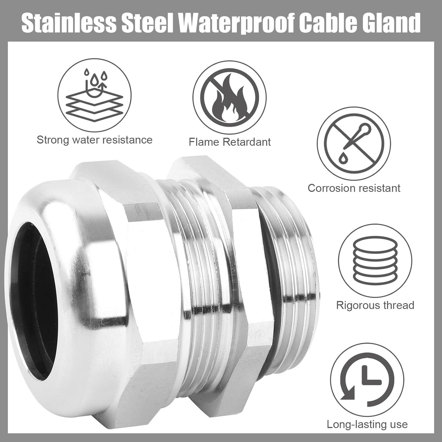 NPT 1" Stainless Steel Waterproof Cable Gland IP68 Waterproof Cable Gland Adjustable 18-25mm Cable Gland Protectors