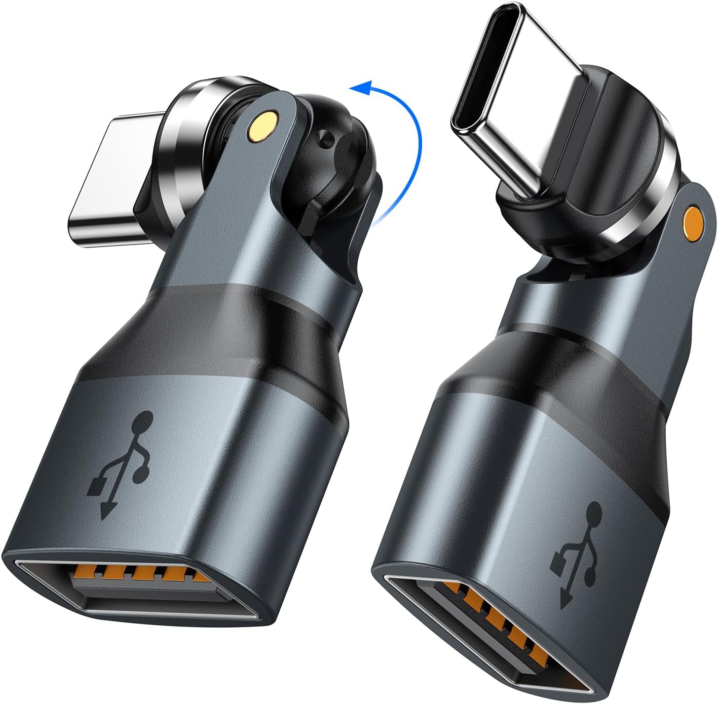 USB C to USB Adapter [2 Pack], Can be Rotated 540 Degrees for Use, USB C Male to USB Female 2.0 Adapter, Type C to USB A OTG Adapter for MacBook Pro, Phone 15 16 Pro Max, Pad Mini/Pro, Samsung Galaxy