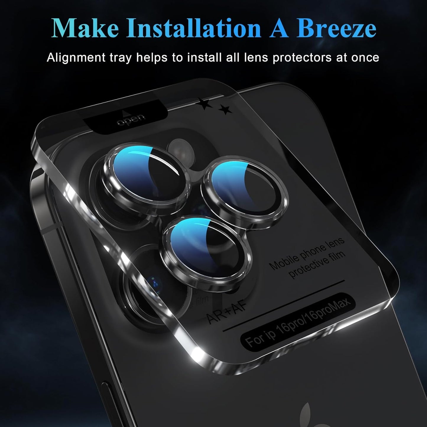YWXTW Camera Lens Protector for iPhone 16 Pro/iPhone 16 Pro Max, [1 Step Installation Tray] Tempered Glass Screen Protector Metal Individual Camera Cover Accessories Case Friendly (Clear)