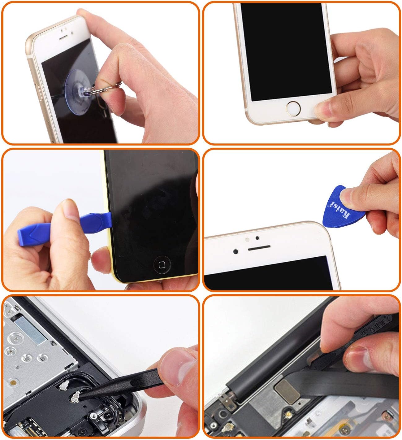 Kaisiking 11 PCS Screen Suction Cup Kit LCD Screen Opening Tools Screen Replacement Tools for iPad, iMac, MacBook, Tablet, Laptop, iPhone, Samsung, Huawei, Etc.