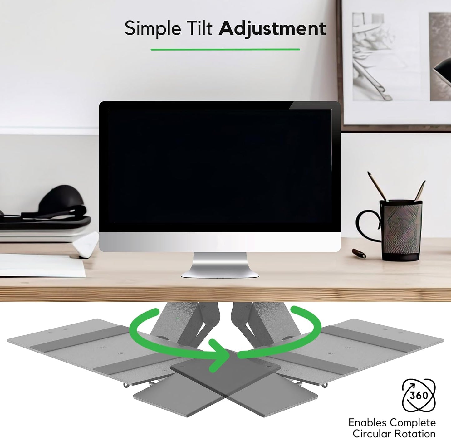 KT1 Ergonomic Keyboard Tray Under Desk - Under Desk Keyboard Tray Slide Out with Adjustable Height and Tilt - Easy to Slide and Swivel 360 Degree - Keyboard Drawer with Adjustable Mouse Pad