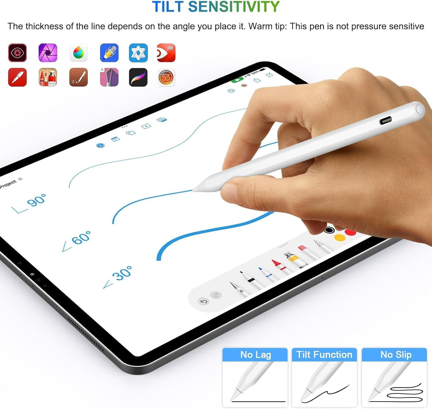 Pencil 2nd Generation Magnetic Wireless Charging: HATOKU Stylus Pen with Tilt Sensitvity Palm Rejection for iPad Air 3 4 5th M2 M3 - iPad mini 5 6th - iPad 6 7 8 9 10 11 Gen - iPad Pro 11" 12.9" M4