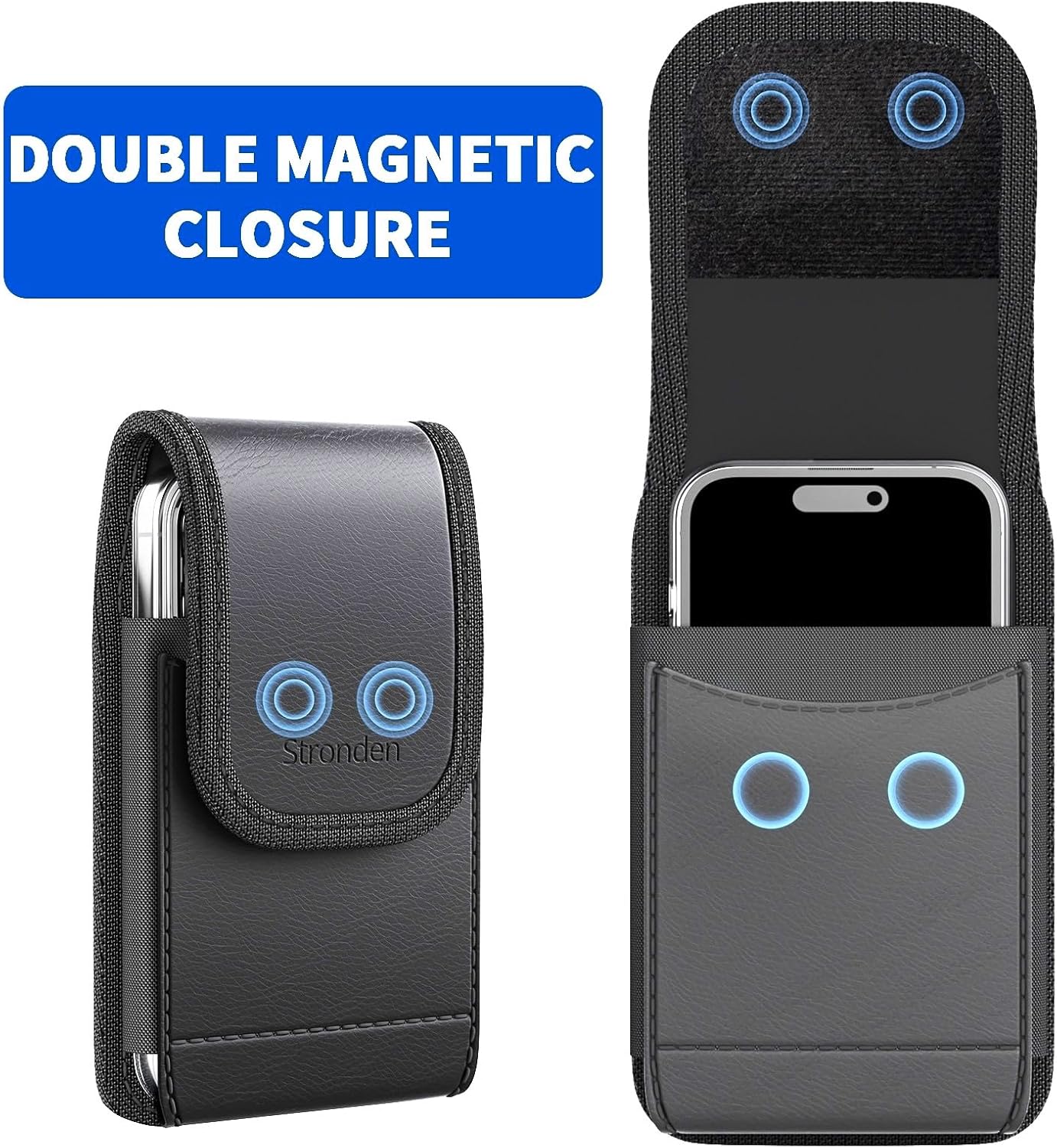 Holster for iPhone 17 Air, 17 Pro, 17, 16e, 16, 16 Pro, 15, 15 Pro, 14, 14 Pro, 13, 13 Pro - Leather Holster Case with Belt Clip, Pouch with Magnetic Closure (Fits Slim/Thin Case Only)