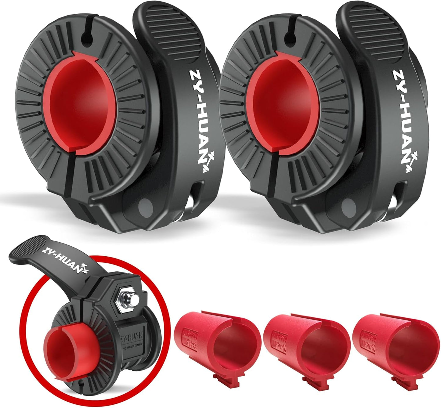 Pro Barbell Clips 1 inch Barbell Clamps 0.9-1.18inch Quick Release Weight Clips for Bars Multi-Size Adjustable Olympic Barbell Clamps