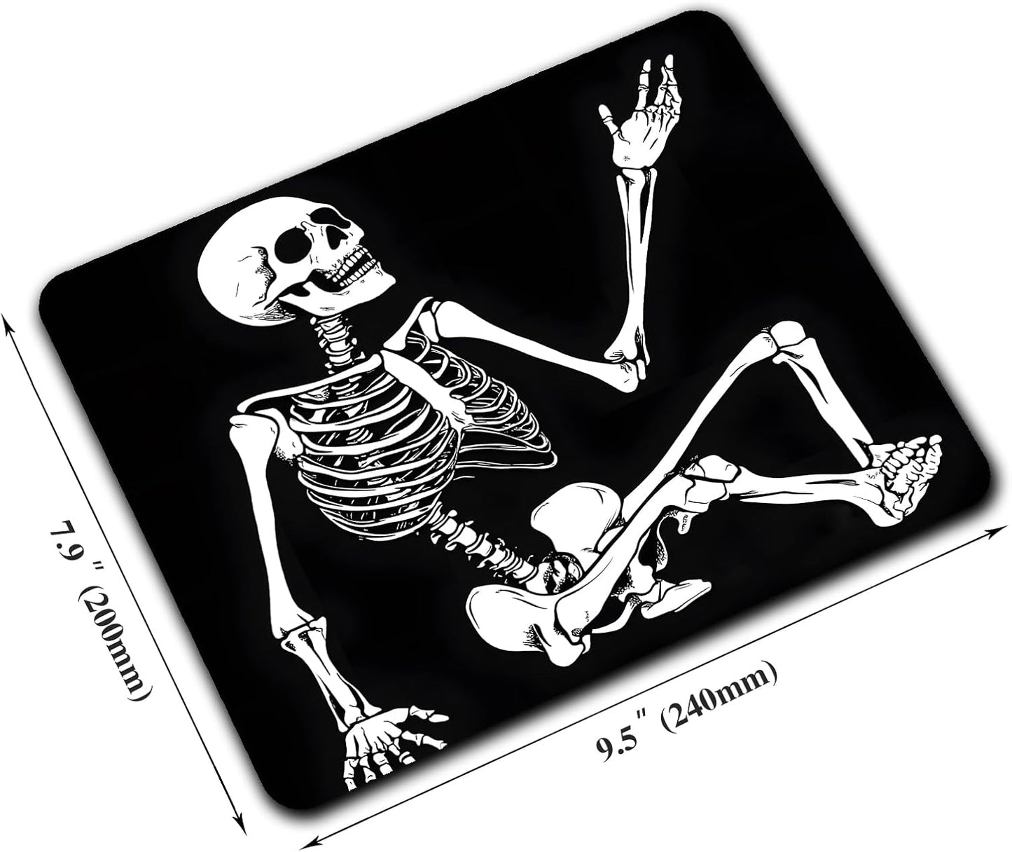 Cool Funny Skull Custom Mouse Pad with Non-Slip Rubber, Small Square Design for Wireless Laptop & Computer Mouse Pads for Desk, 9.5 x 7.9 inch Smooth Surface for Gaming & Office