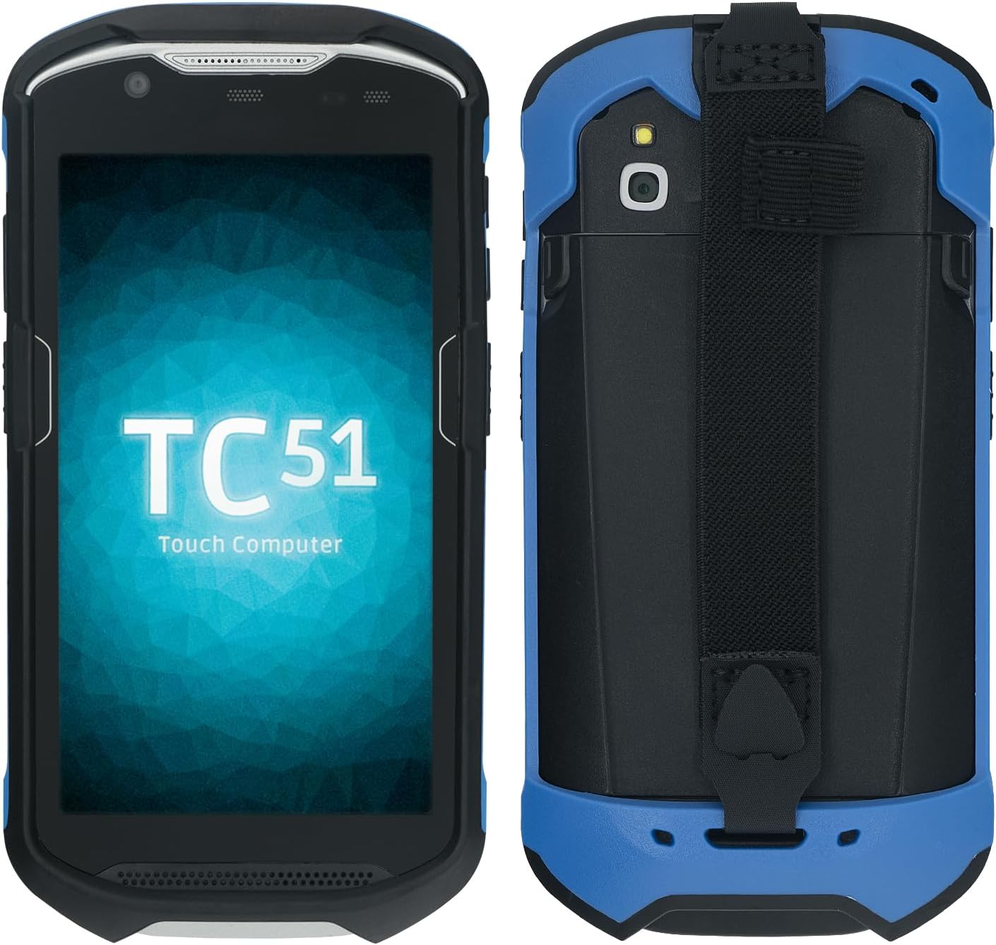Protective Cover Bumper Case Rugged Boot with Hand Strap for Zebra TC51 TC510K TC52 TC56 TC57 (Blue)