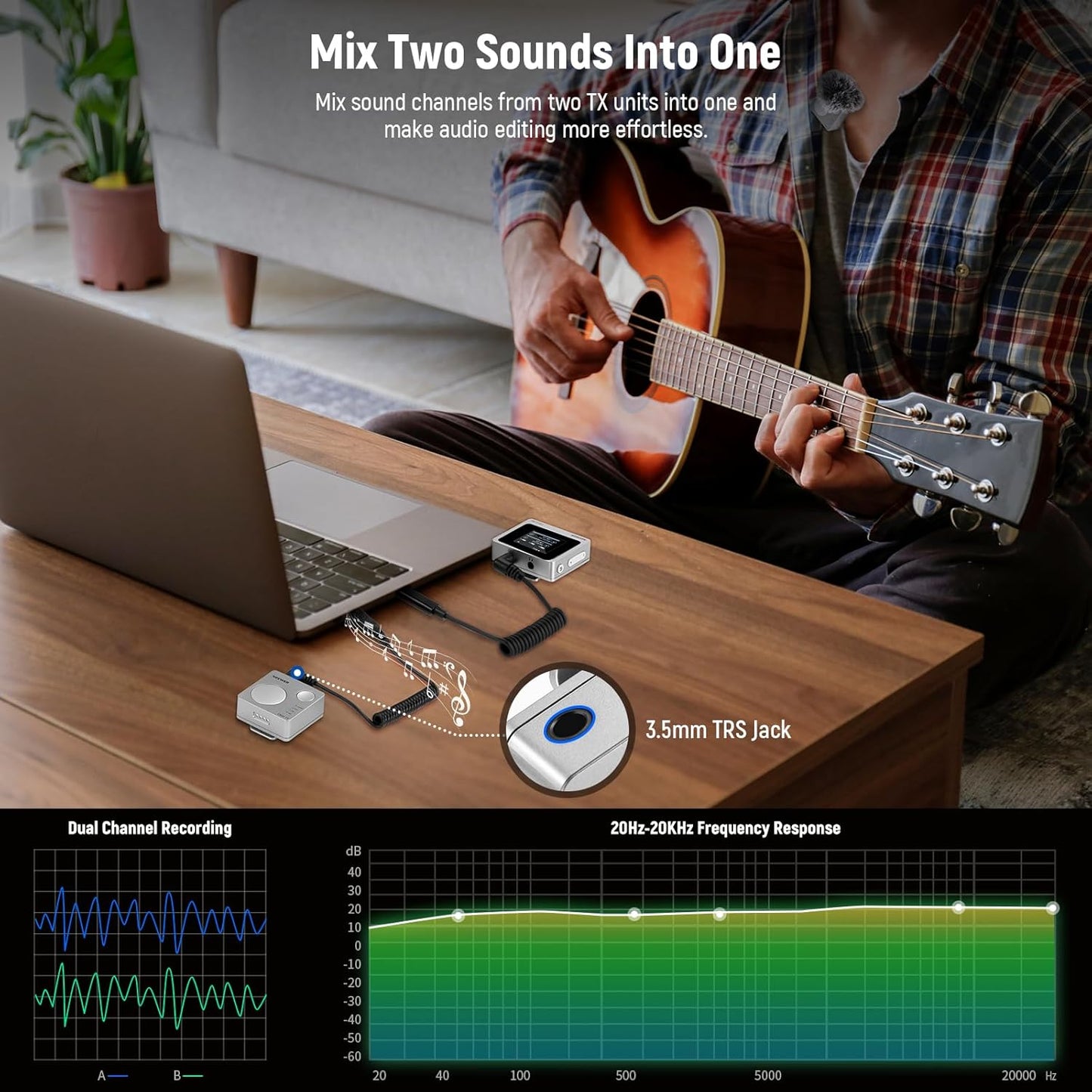 Neewer CM31 Wireless Lavalier Microphone with 8GB Storage 820ft Range 48KHz 24Bit Noise Cancelling Compatible with iPhone iPad Android PC Camera YouTube/TikTok Stream Podcast Interview