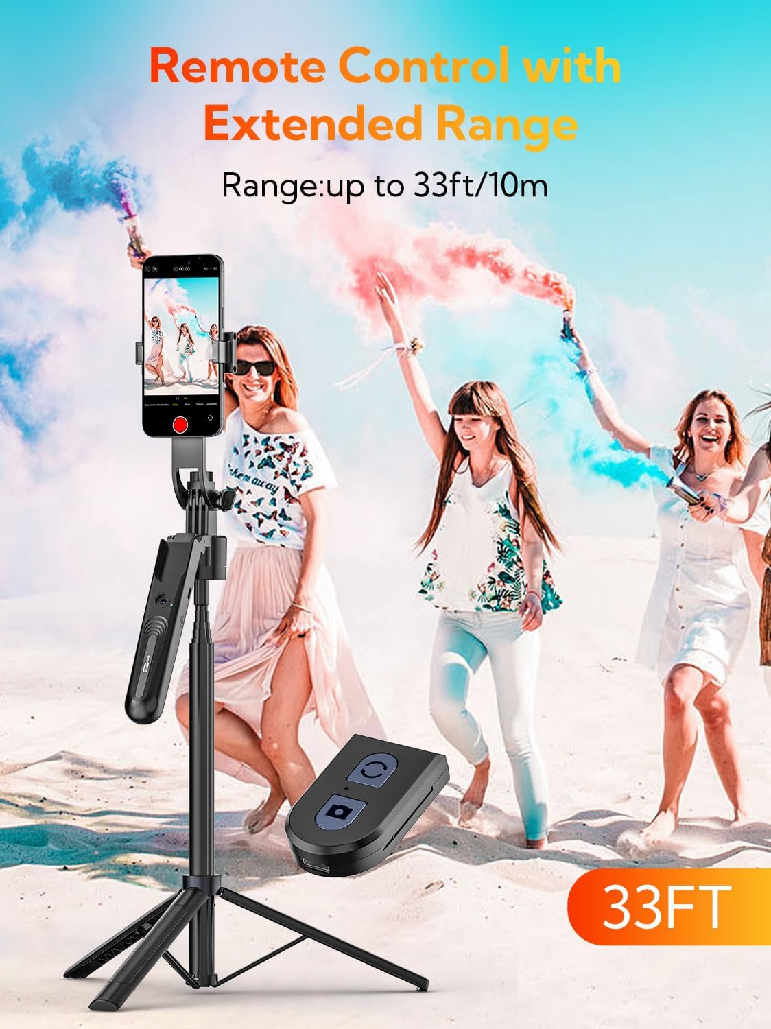 70” Auto Face Tracking Tripod, Extendable 360° Rotation Phone Tripod for iPhone and Android, Selfie Stick for iPhone w/Remote Control,Phone Holder Video Recording for TikTok(UTK-01)