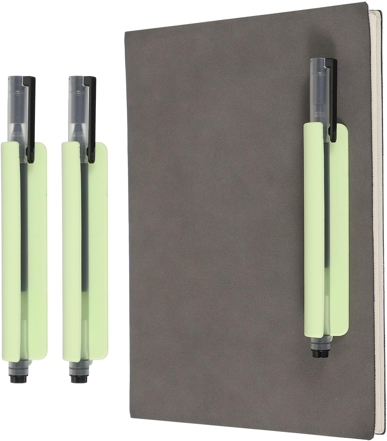 PATIKIL 2 Pcs Adhesive Pencil Holders, 105mm Long Universal Pencil Clip Silicone Pen Holder Office Pen Organizer for Desk Wall Clipboard Notebook Tablet Case Stylus, Green