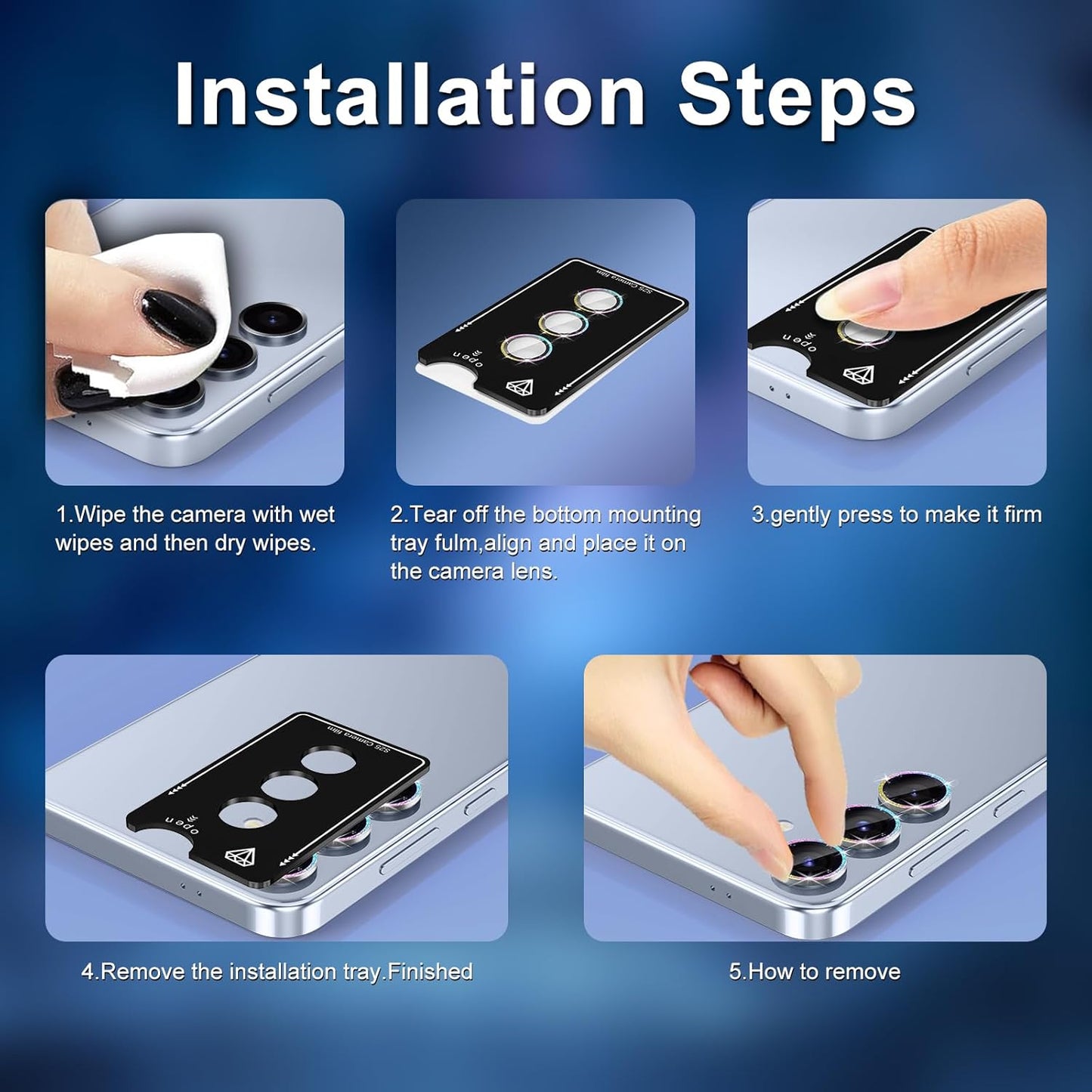 for Samsung Galaxy S25 Camera Lens Protector, Individual Metal Ring Tempered Glass Lens Cover, [Strong Adsorption] Scratch Resistant Ultra-Thin HD Clear Lens Cover, 1 Set-Silvery Sparkly