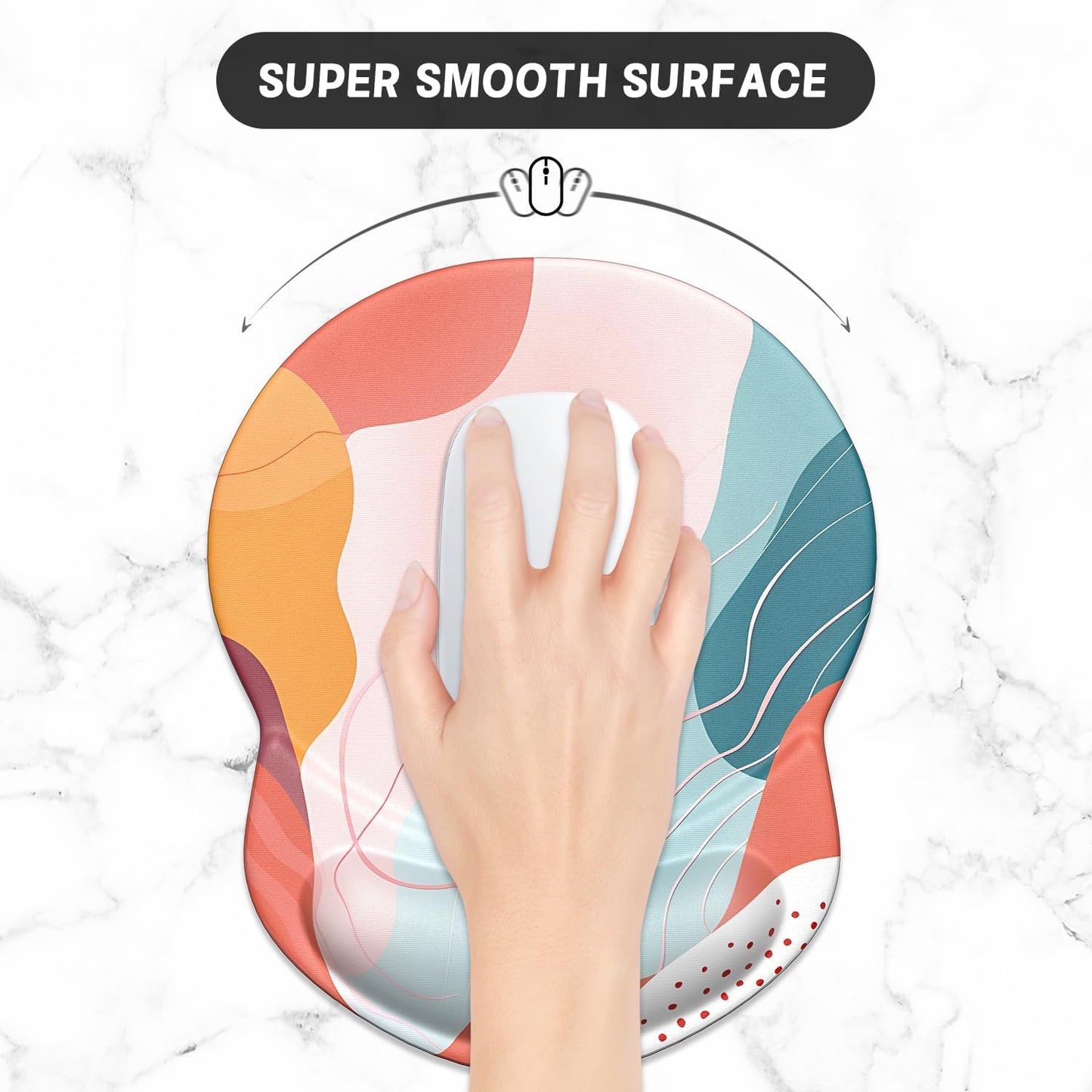 ITNRSIIET Ergonomic Mouse Pad with Gel Wrist Support Small Wrist Rest Smooth Surface Non-Slip PU Base Comfortable Office Supplies Pain Relief, 8.7 x 7.2 inches, Art Style Pattern