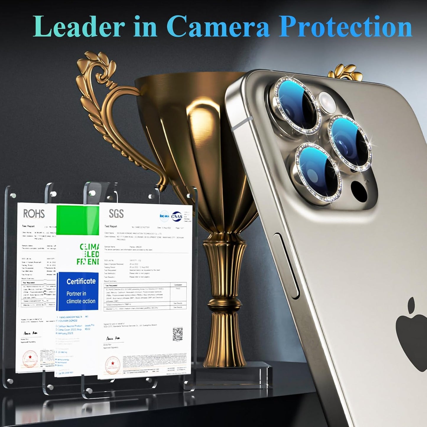 YWXTW Designed for iPhone 16 Pro/iPhone 16 Pro Max Camera Lens Protector Bling, [New Glitter Design] Individual Metal Tempered Glass Camera Cover Accessories Case Friendly (Natural Titanium)