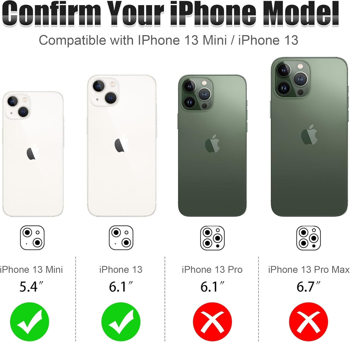 AGVEE 3+3 6 Pack for iPhone 13 6.1" / 13 Mini 5.4" Camera Lens Cover Protector, Bling Diamond & Bling Glitter Metal Ring 9H Tempered HD Glass Camera Cover Protector Film, Bling-Colorful