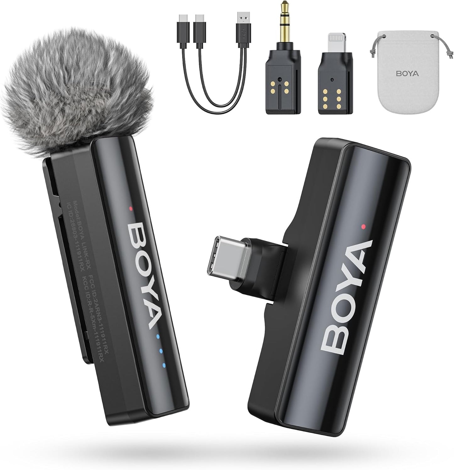 BOYA BOYALINK 2 A1 (1TX+3RX Adapter) Wireless Lavalier Microphone for iPhone Camera Android, Clip on Mic, 48 KHz 24 Bit, 6mm Mic, 1000ft, Noise Cancelling, Mini Lapel Mic USB-C/Lightning/3.5mm TRS