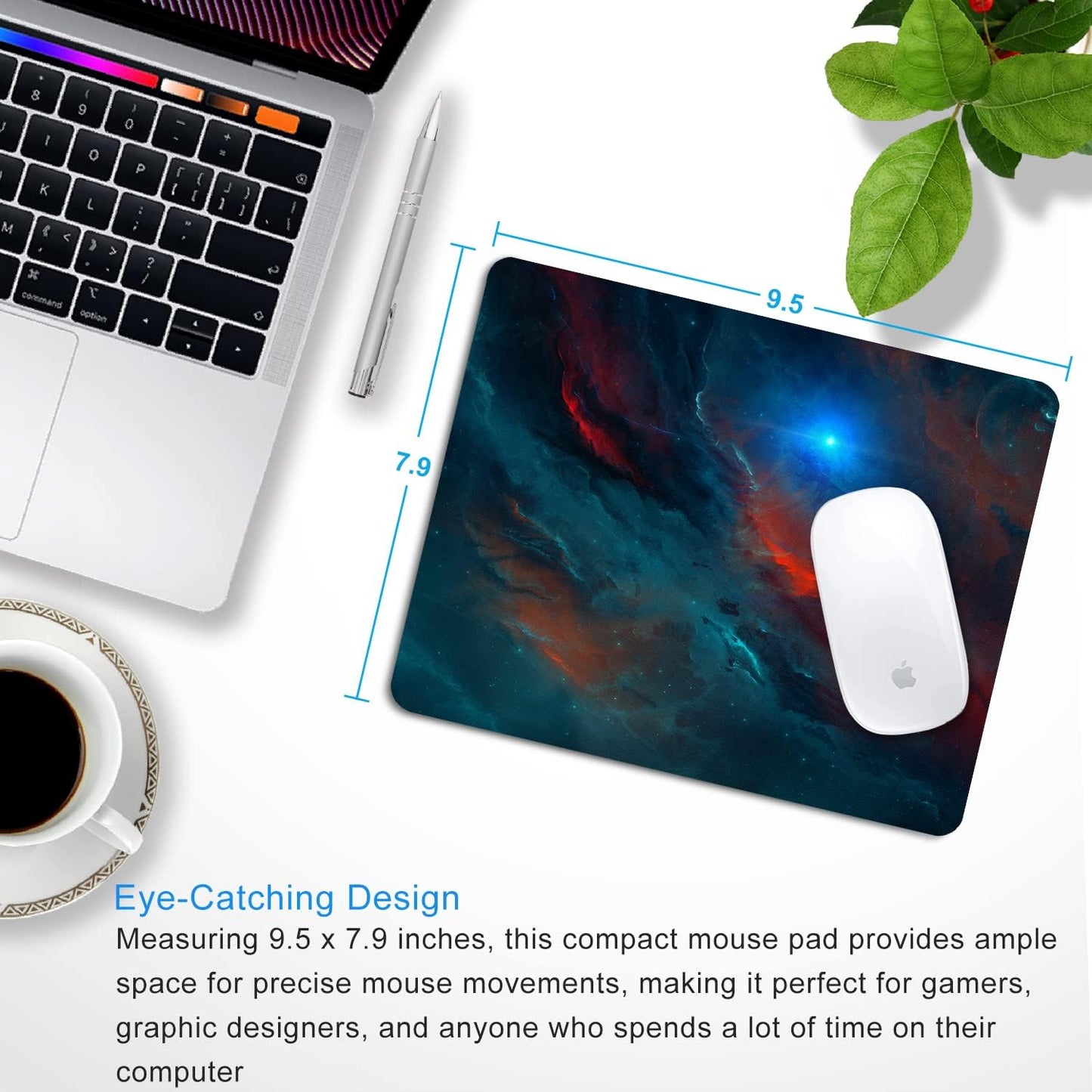 Galaxy Mouse Pad Personalized Design, Non-Slip Surface, Rubber Base, Small Office Desk Pad for Computers and Laptops