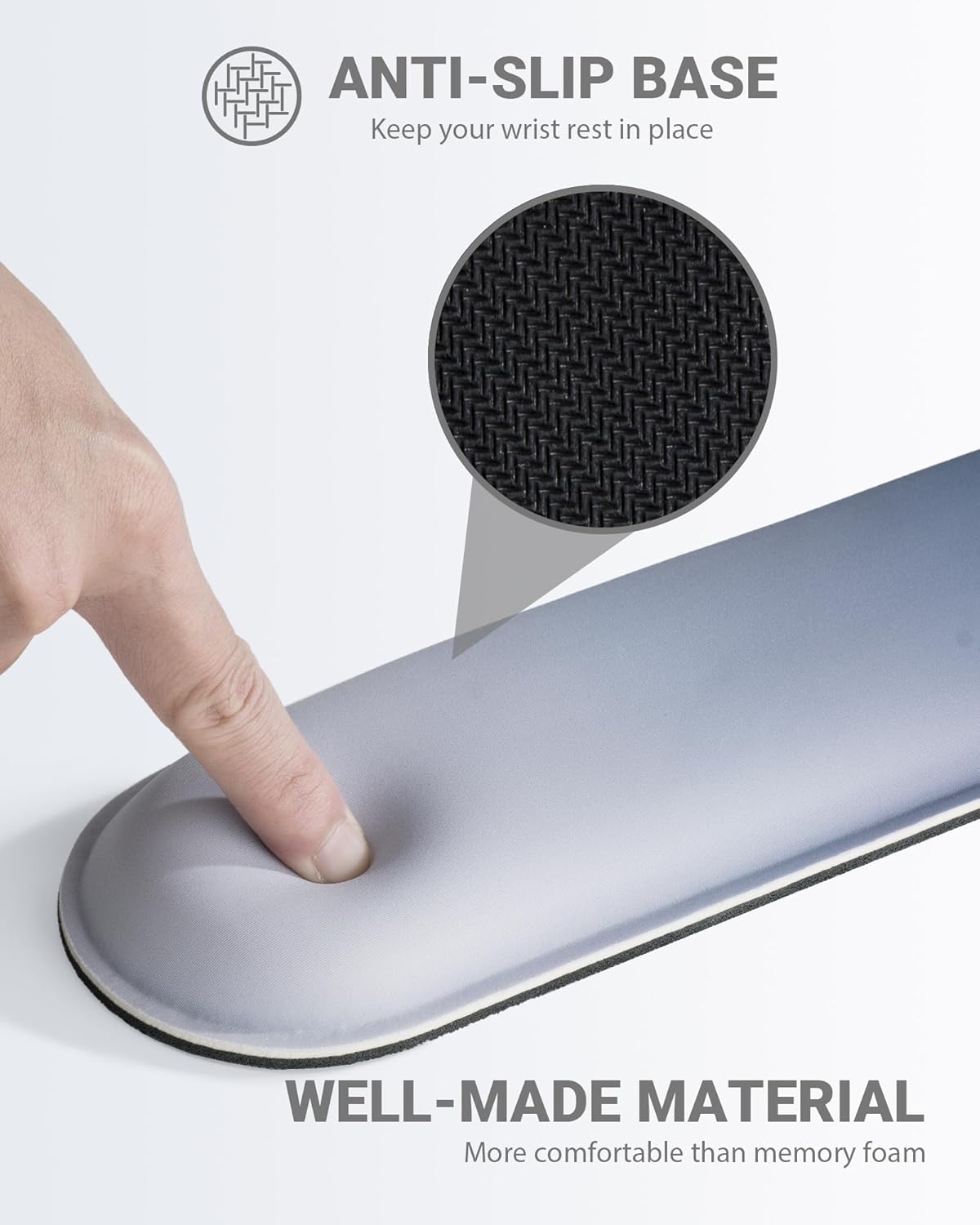 Ergonomic Mouse Pad Wrist Support Set, Memory Foam Keyboard Wrist Rest Set, Keyboard Pad, Non-Slip Base Mousepad（Gradient Blue Black Set）