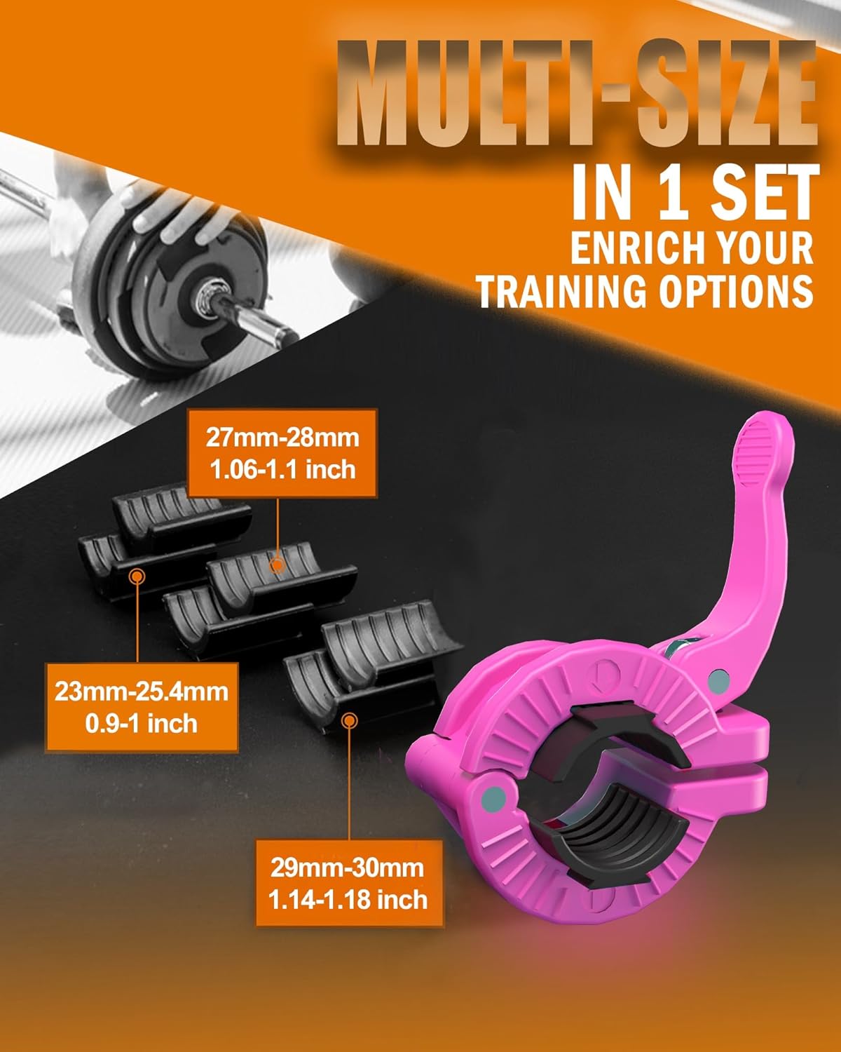 MAXRICH Barbell Clamp 1 inch Multiple Sizes & Adjustable Weight Clips for Quick Release Barbell Collars