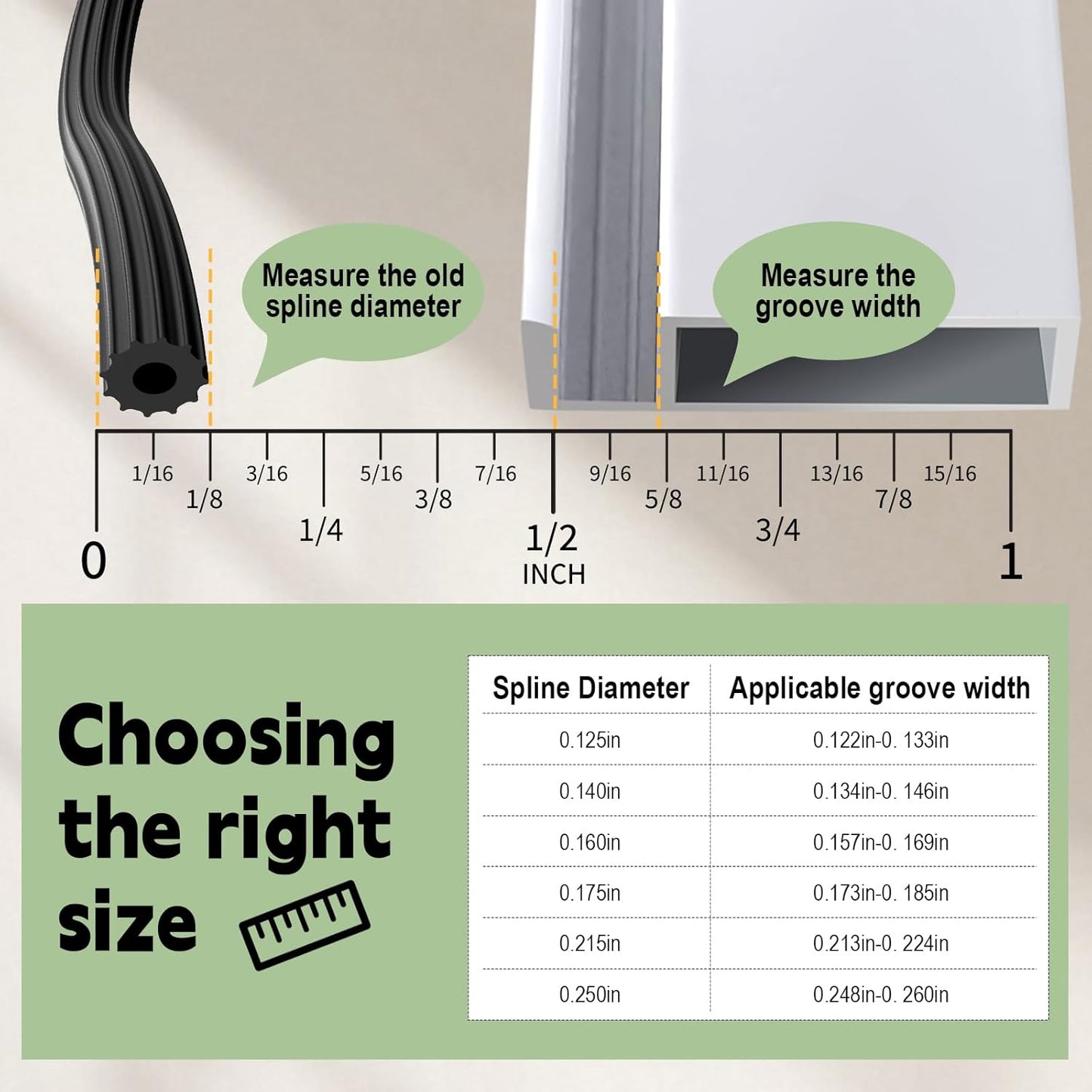FLYZZZ Screen Spline 0.140" (9/64"), 100 ft | Common Size for Standard Windows | Please Confirm Your Size (See Guide in Image #2)