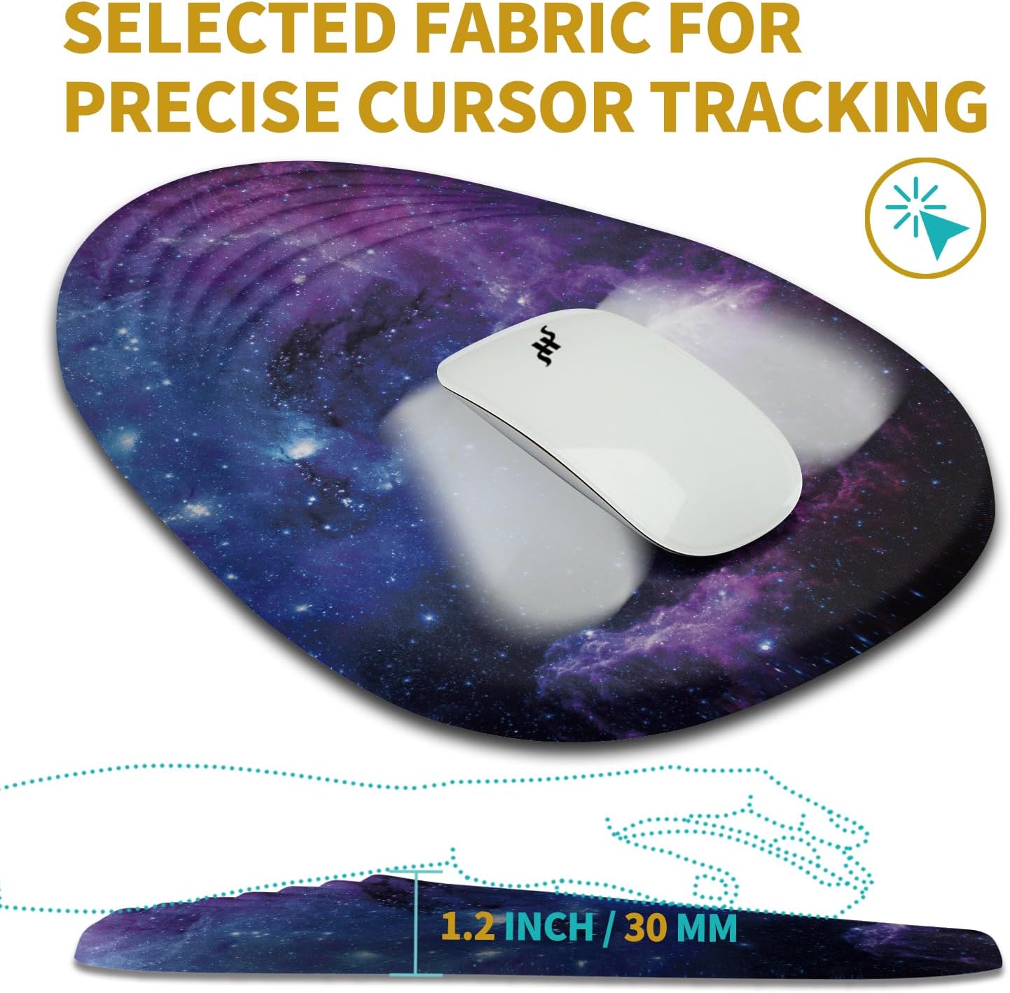 Hokafenle Ergonomic Mouse Pad Wrist Support with Stepped-Wedge Design, Wrist Rest Pain Relief Mousepad Filled with Memory Foam, Carpal Tunnel Mousepad for Wireless Mouse(12x8 inch, Galaxy)