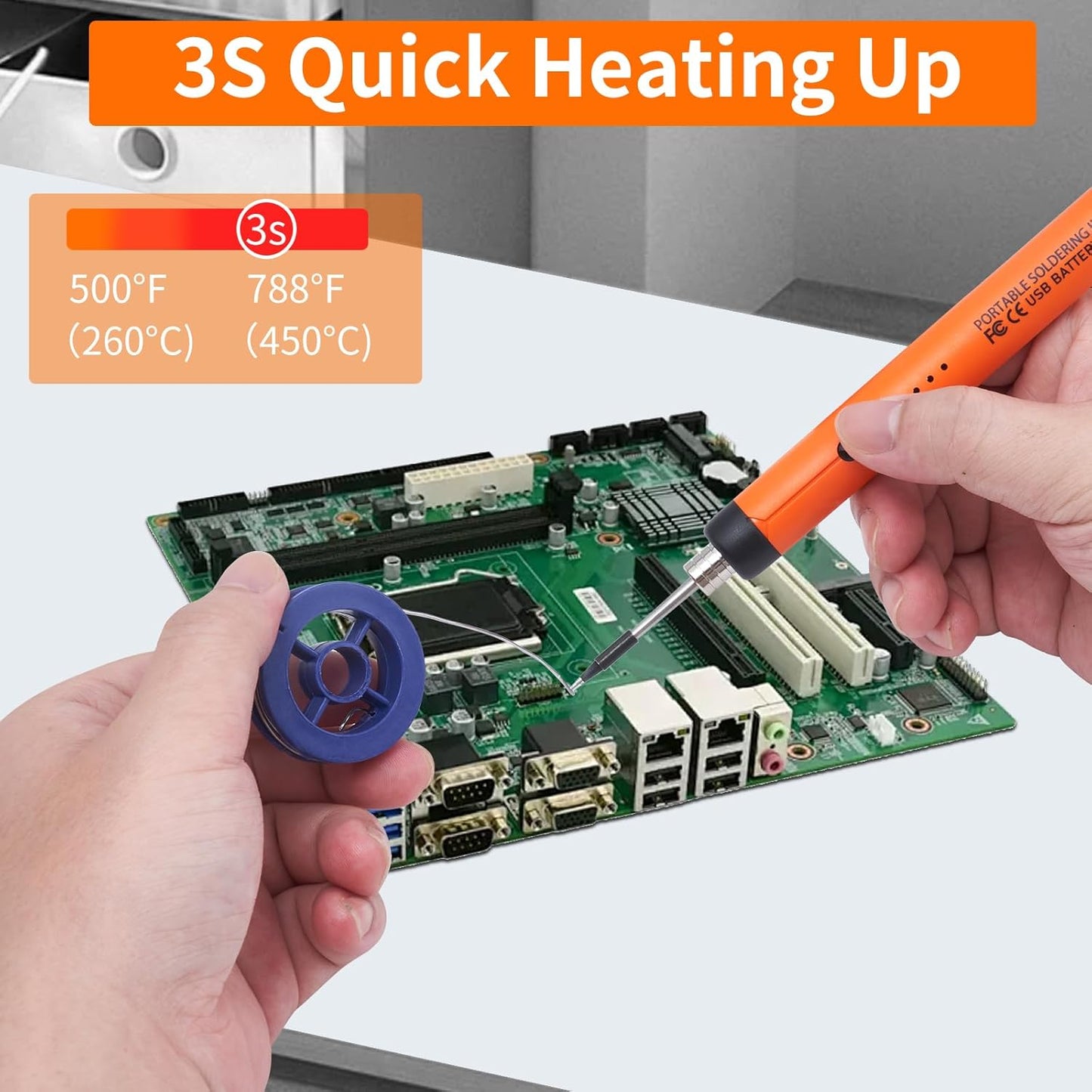 Rechargeable Soldering Iron Kit,800mah USB Wireless Electric Soldering,Cordless Portable,Suitable for DIY and home appliance repair (Basic)